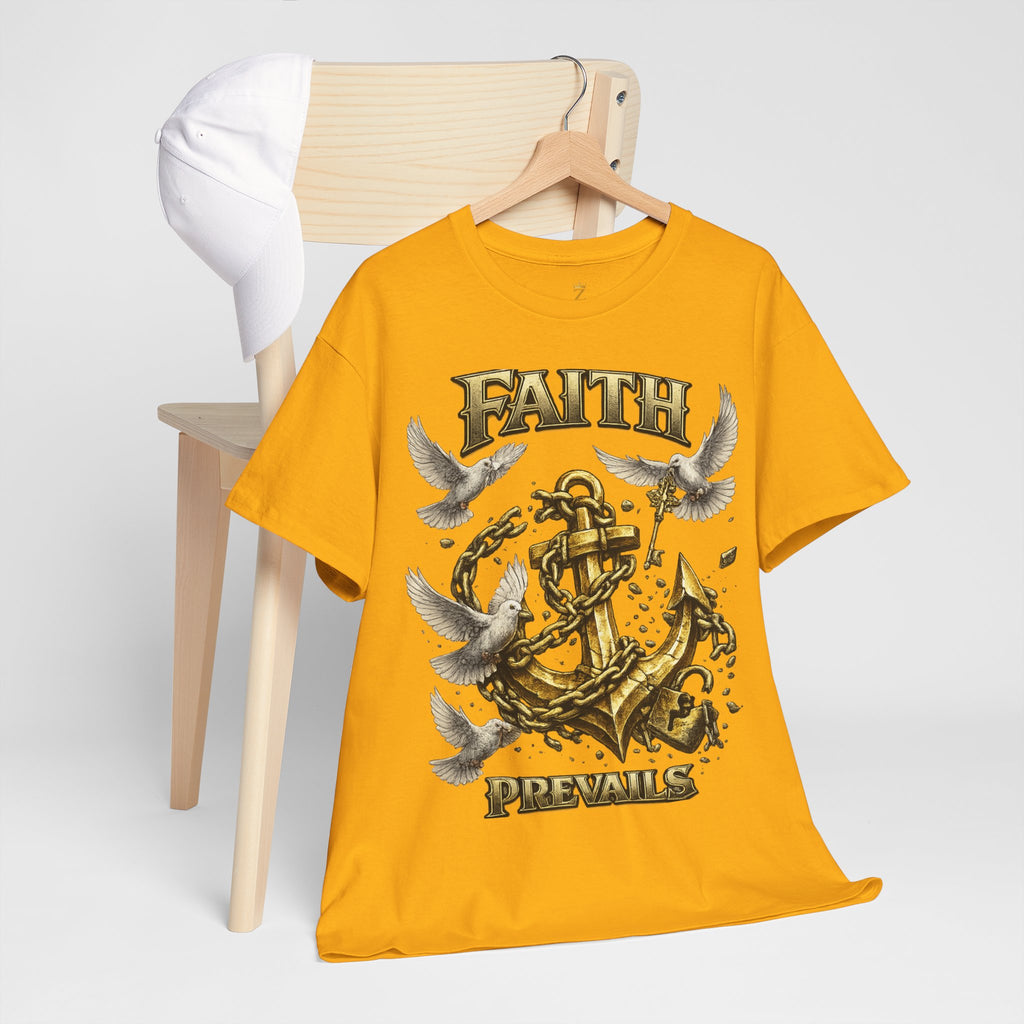 Adult Faith Prevails Anchor T-Shirt (Gold Anchor) Printify