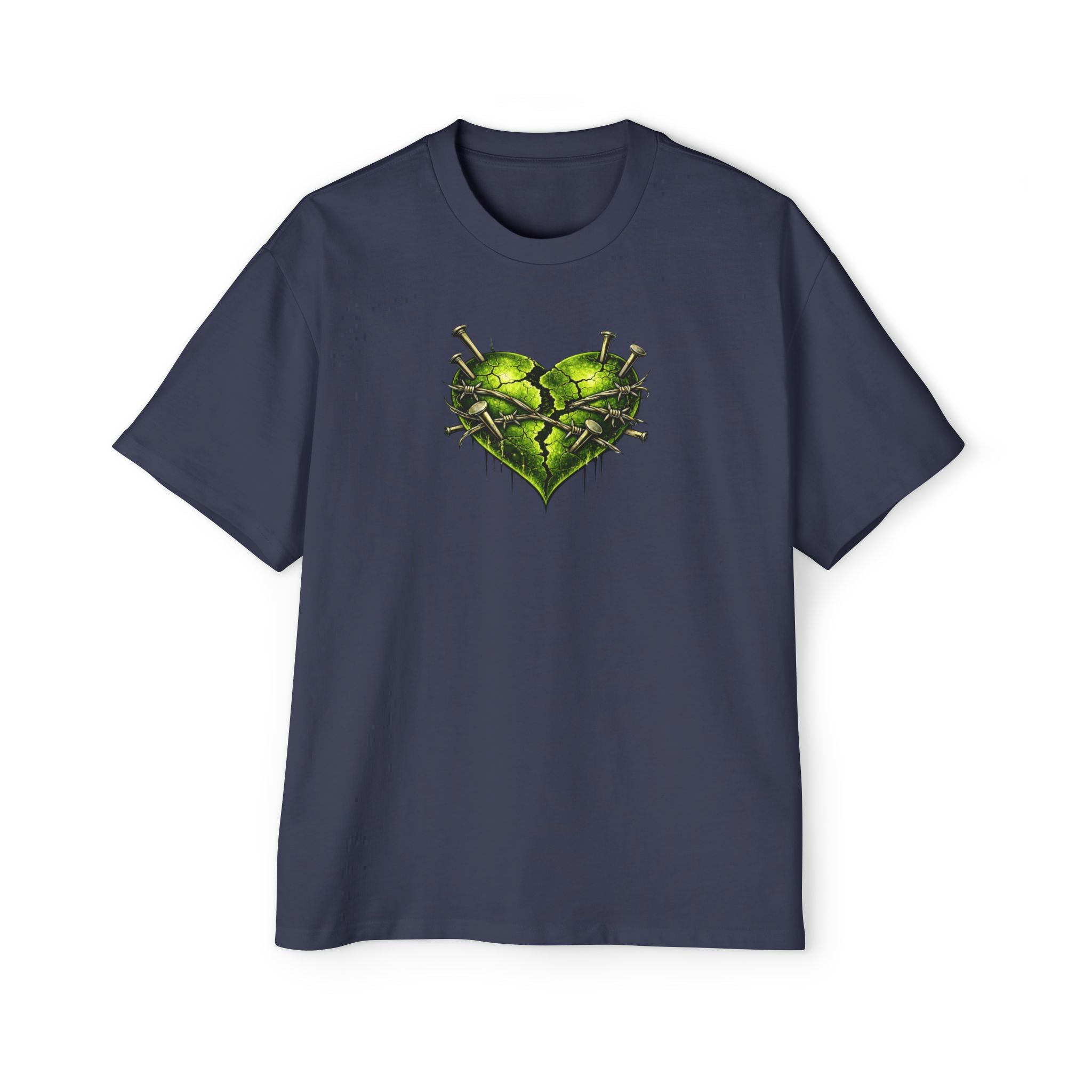 Adult *Oversized* Discipline Over Emotions (Back) Graphic Tee (Lime Green Heart) Printify
