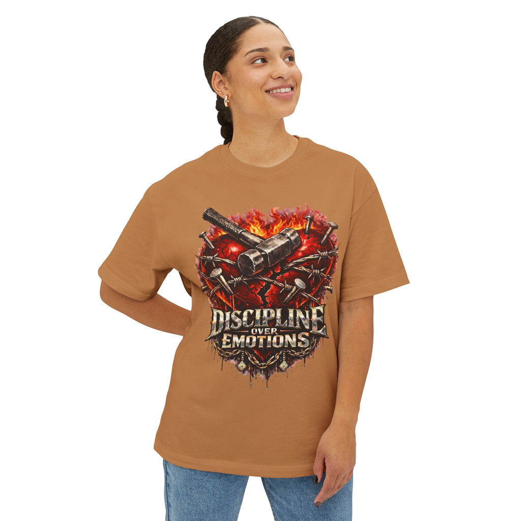 CEO CHAD EDITION *Oversized* Discipline Over Emotions Graphic Tee (Red Heart) Printify