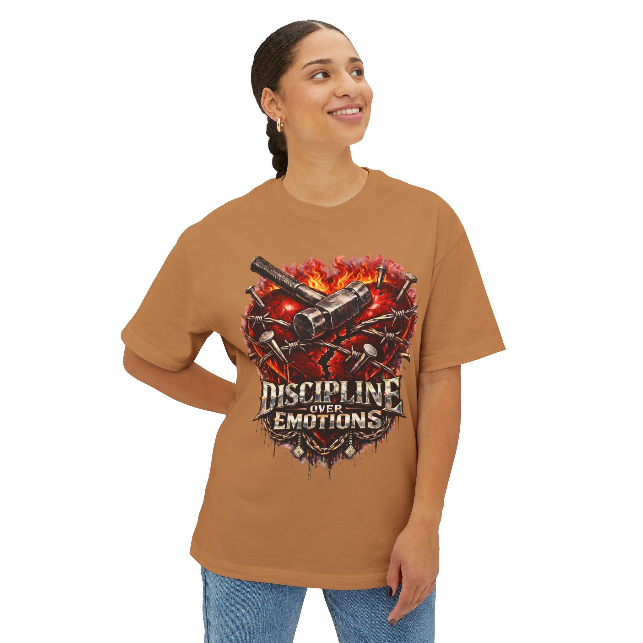 CEO CHAD EDITION *Oversized* Discipline Over Emotions Graphic Tee (Red Heart) Printify