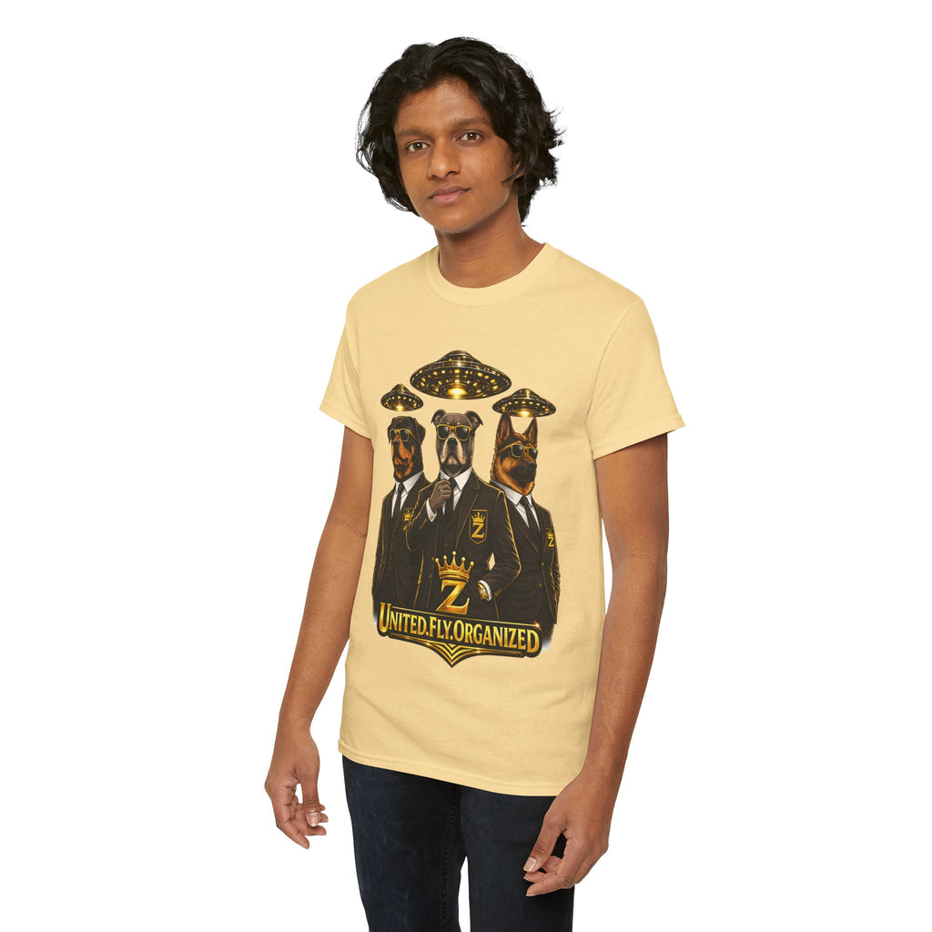 Adult "United. Fly. Organized." Graphic Tee (Gold) Printify