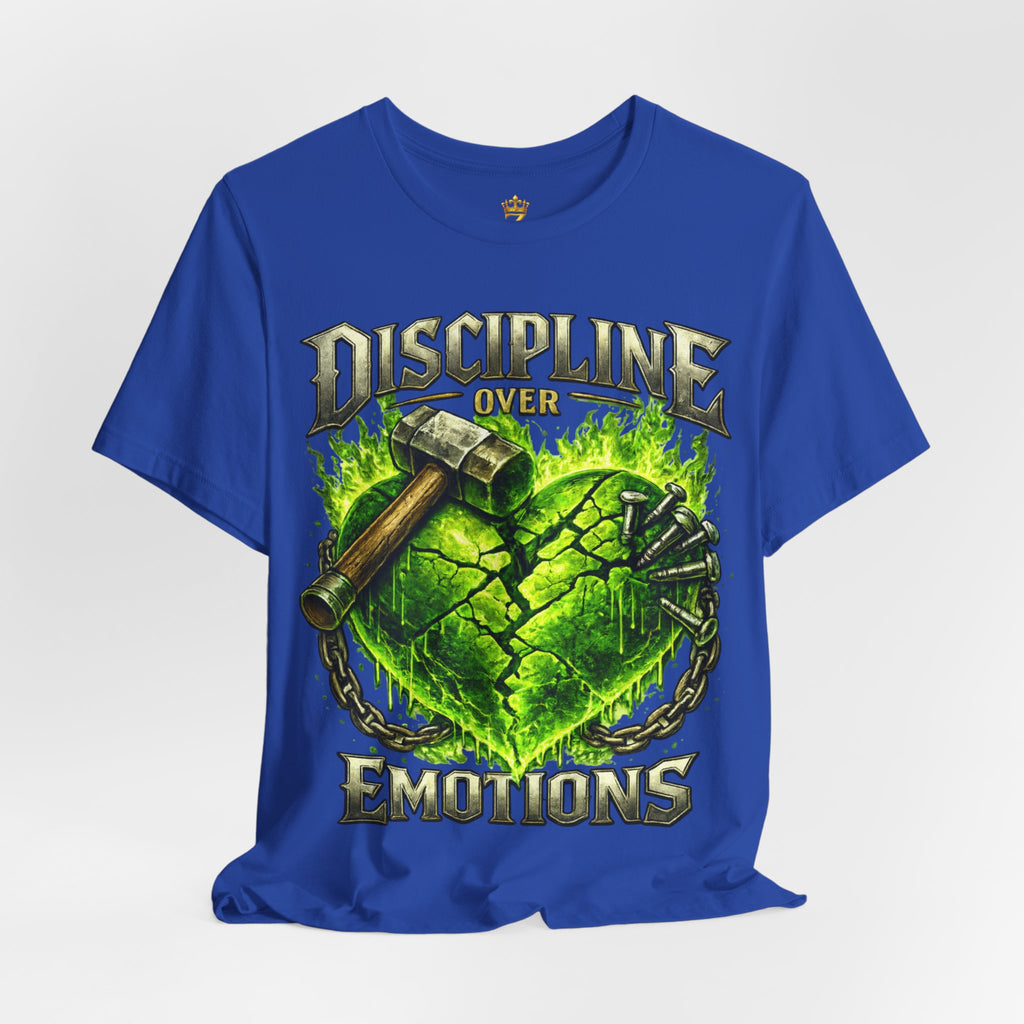 Discipline Over Emotions Premium Graphic T-Shirt (Lime Green Heart) Printify