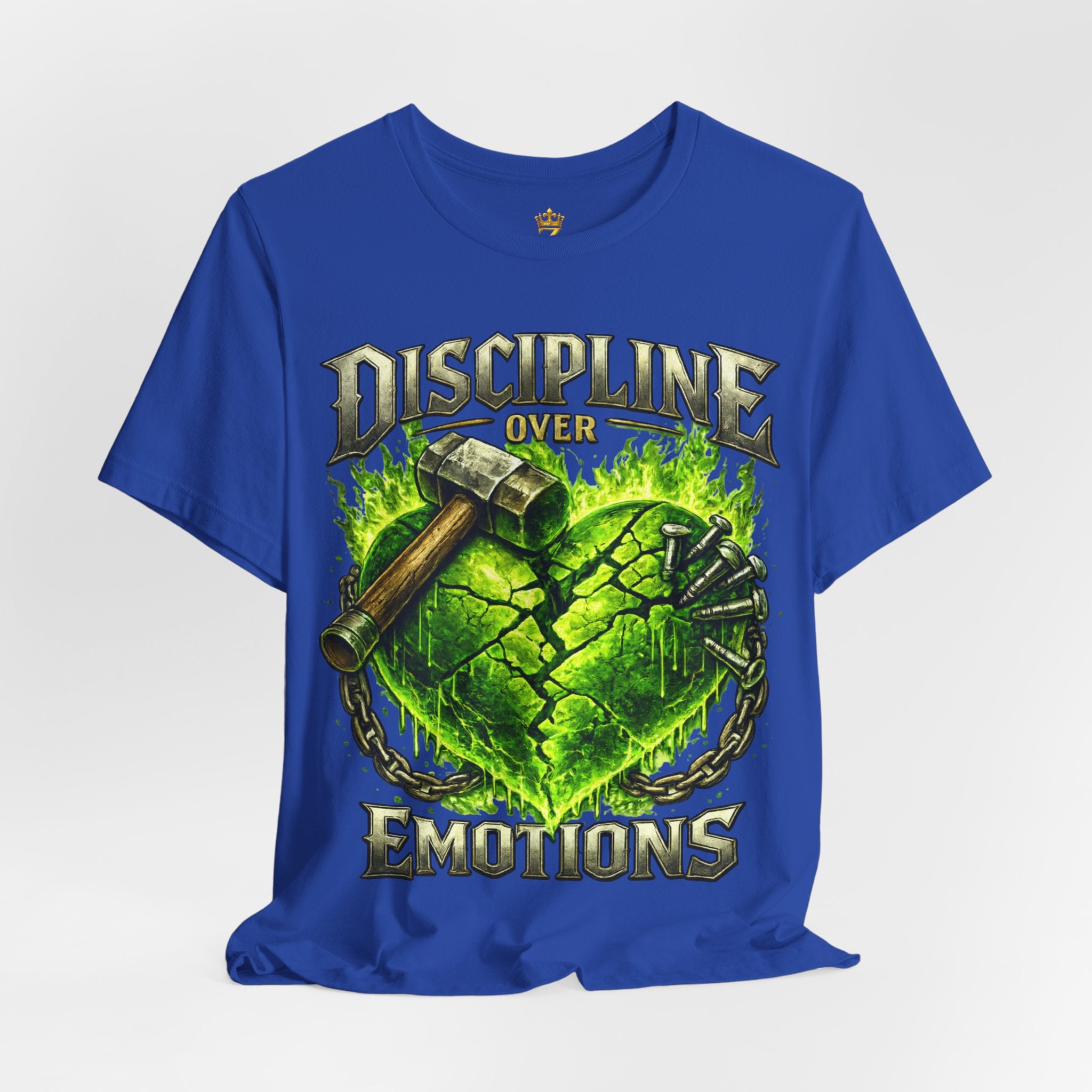 Discipline Over Emotions Premium Graphic T-Shirt (Lime Green Heart) Printify