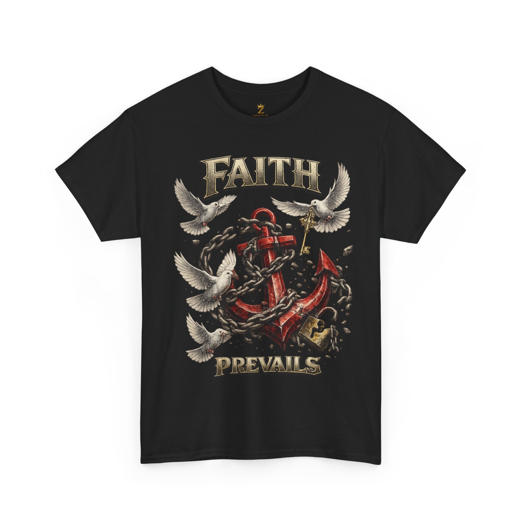 Adult Faith Prevails T‑Shirt (Red Anchor) Printify