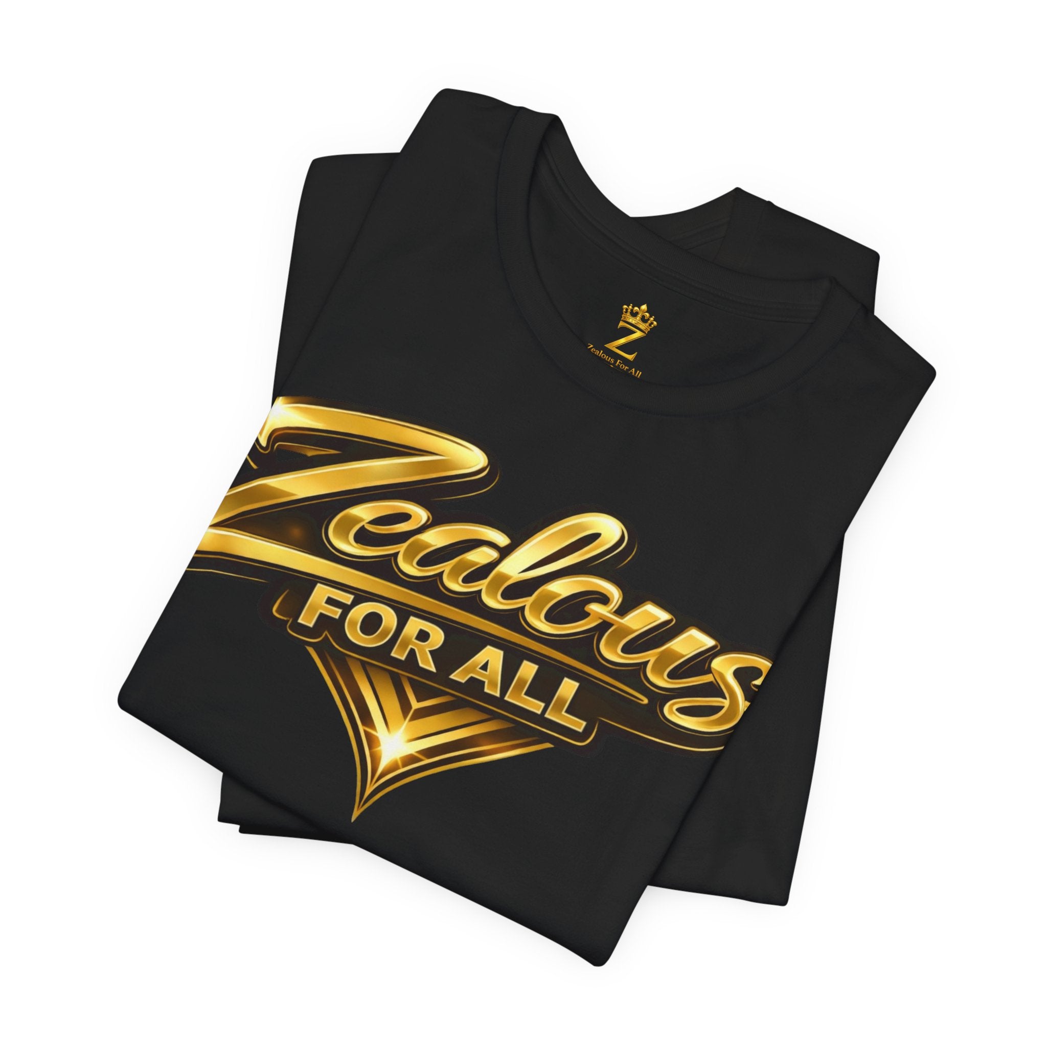 Zealous For All Graphic T-Shirt (Gold Logo) Printify