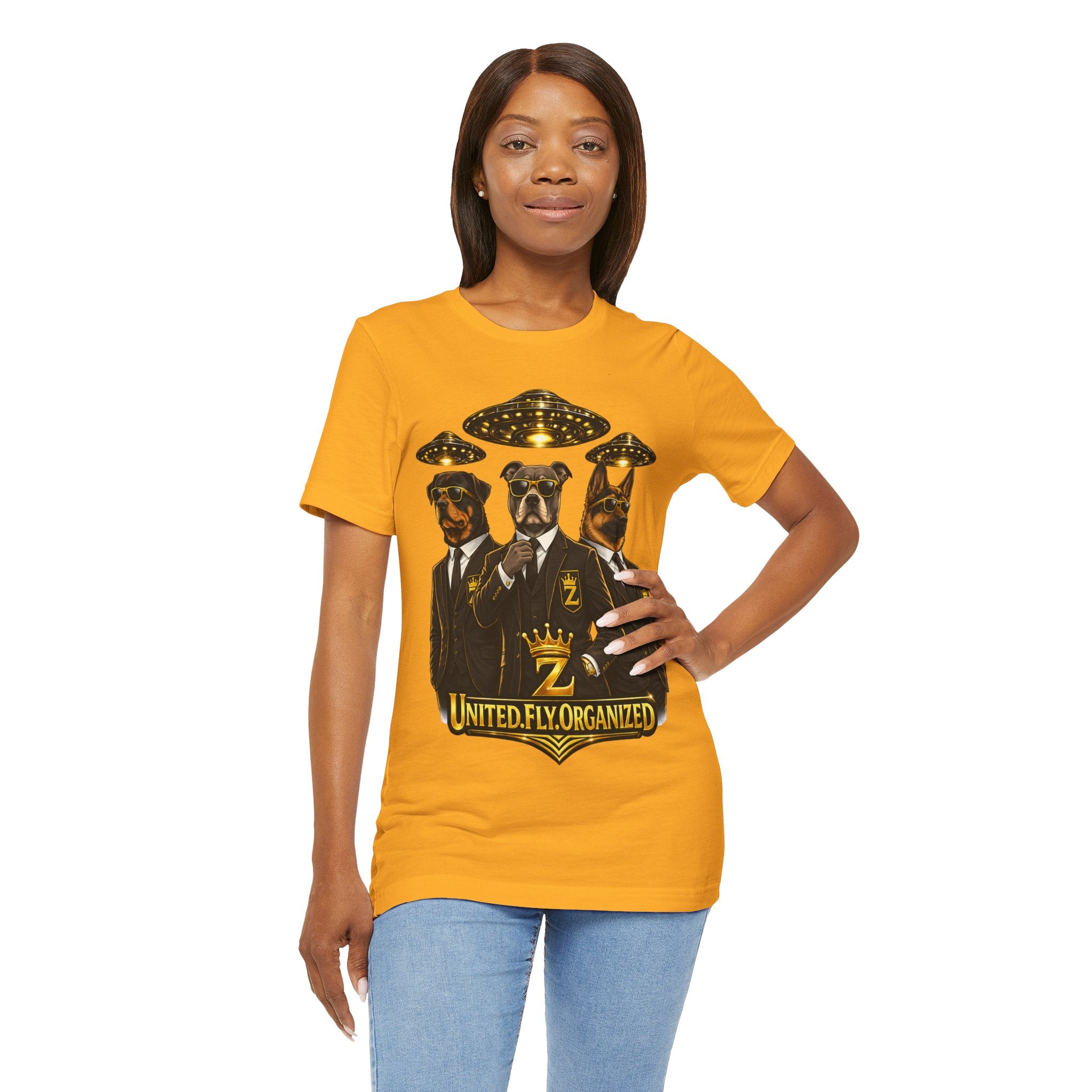 COMING SOON... United. Fly. Organized. Graphic Tee (Gold) Printify