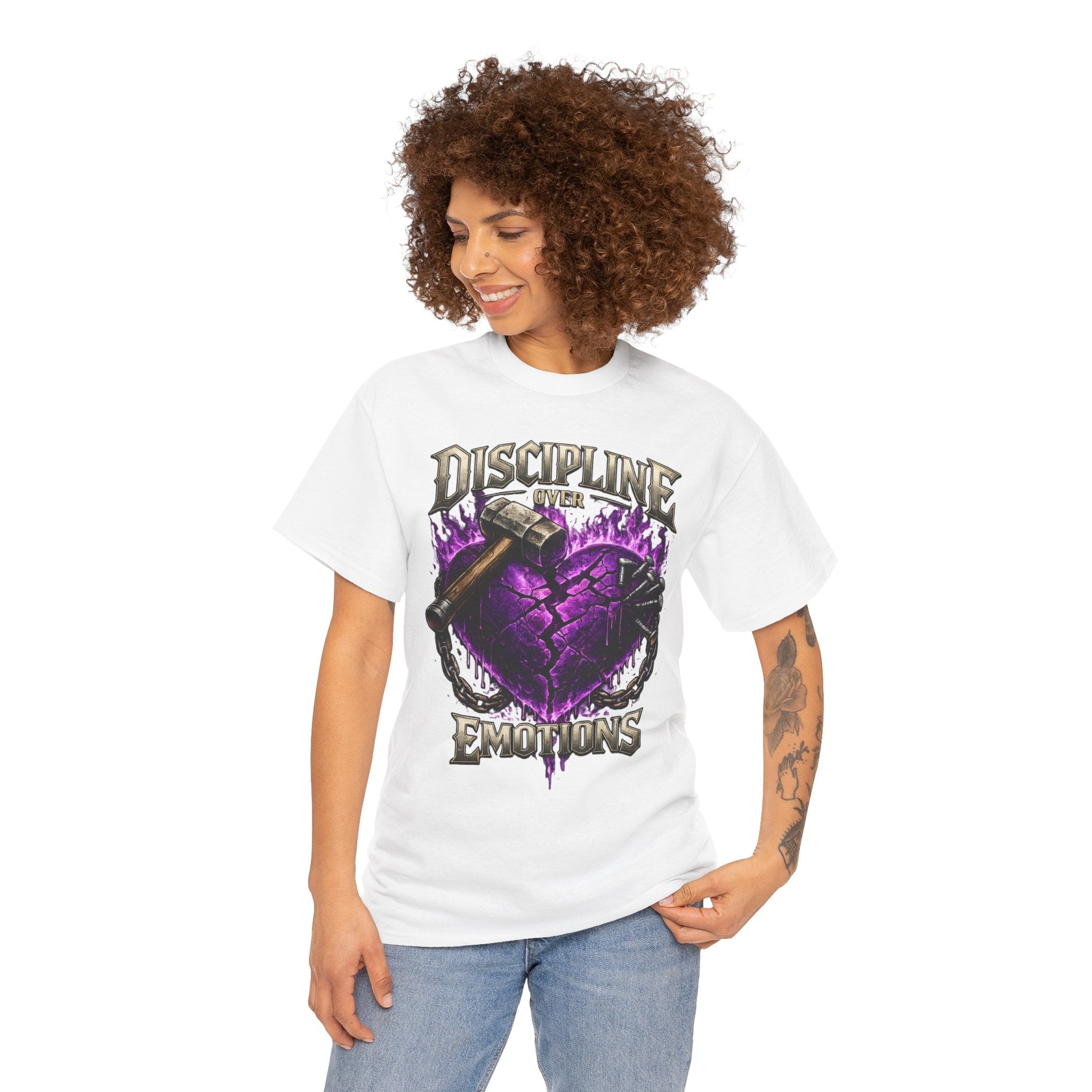Adult Discipline Over Emotions Graphic T-Shirt (Purple Heart)