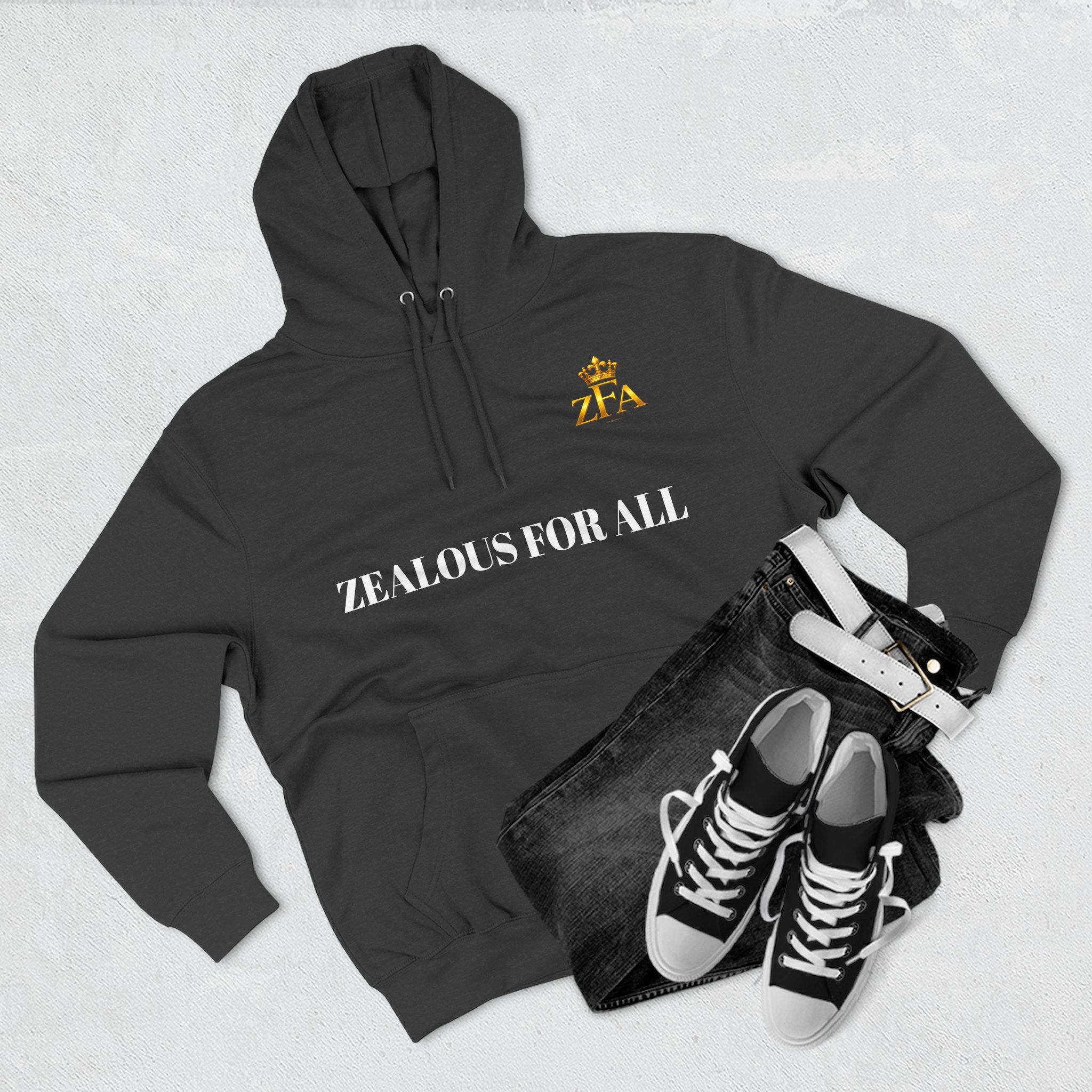 ZFA Premium Hoodie (White Words) Printify