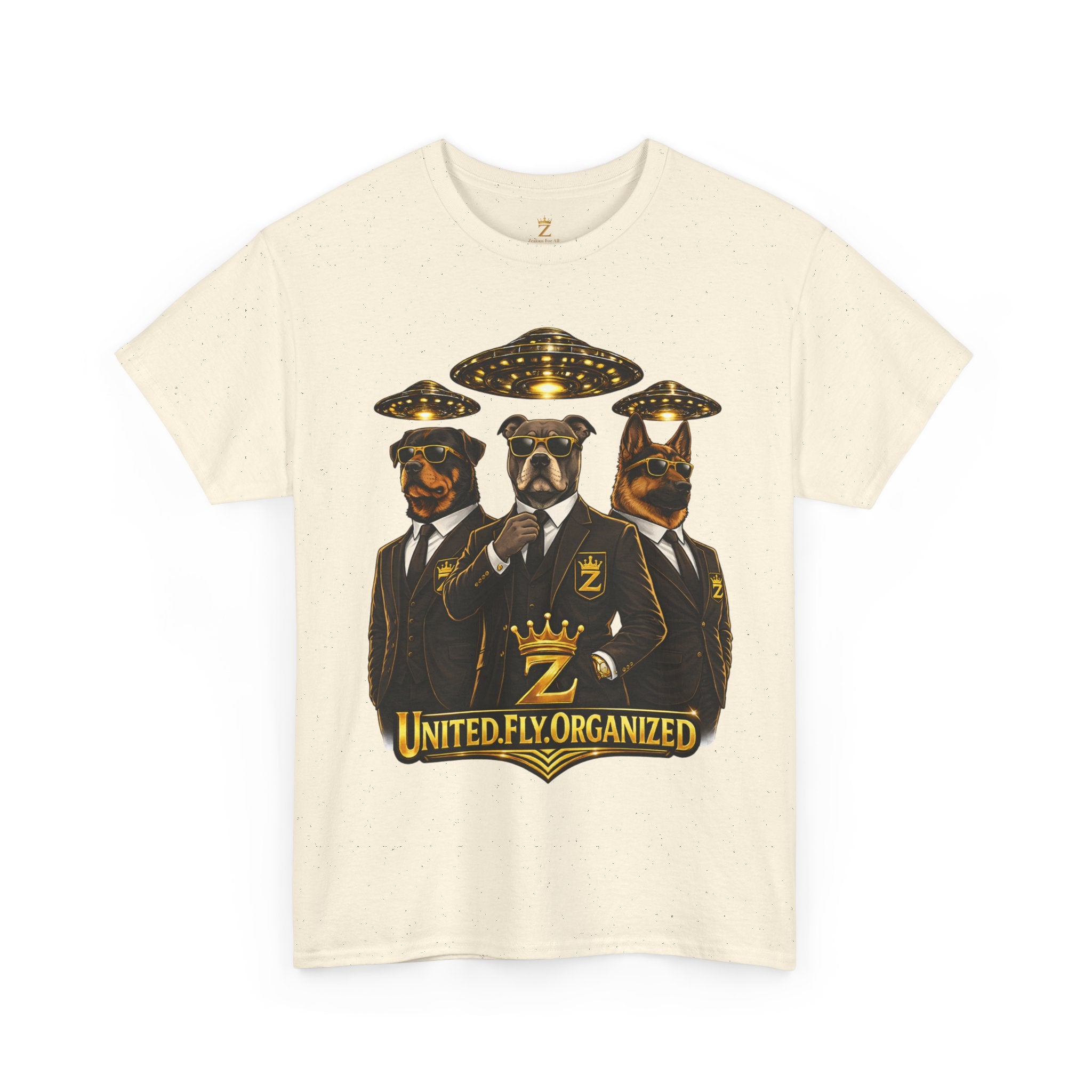 Adult "United. Fly. Organized." Graphic Tee (Gold) Printify