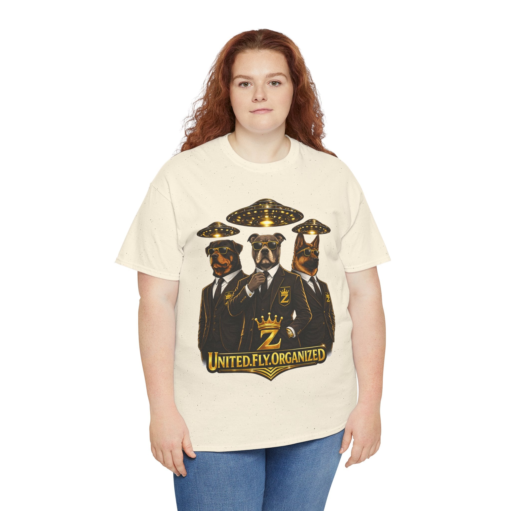 Adult "United. Fly. Organized." Graphic Tee (Gold) Printify