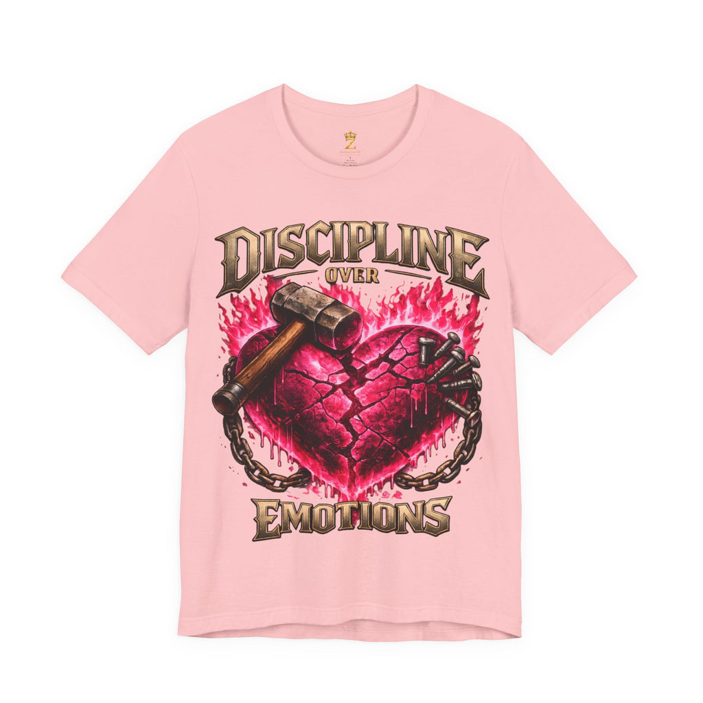 Discipline Over Emotions Premium Graphic T-Shirt (Hot Pink Heart) Printify