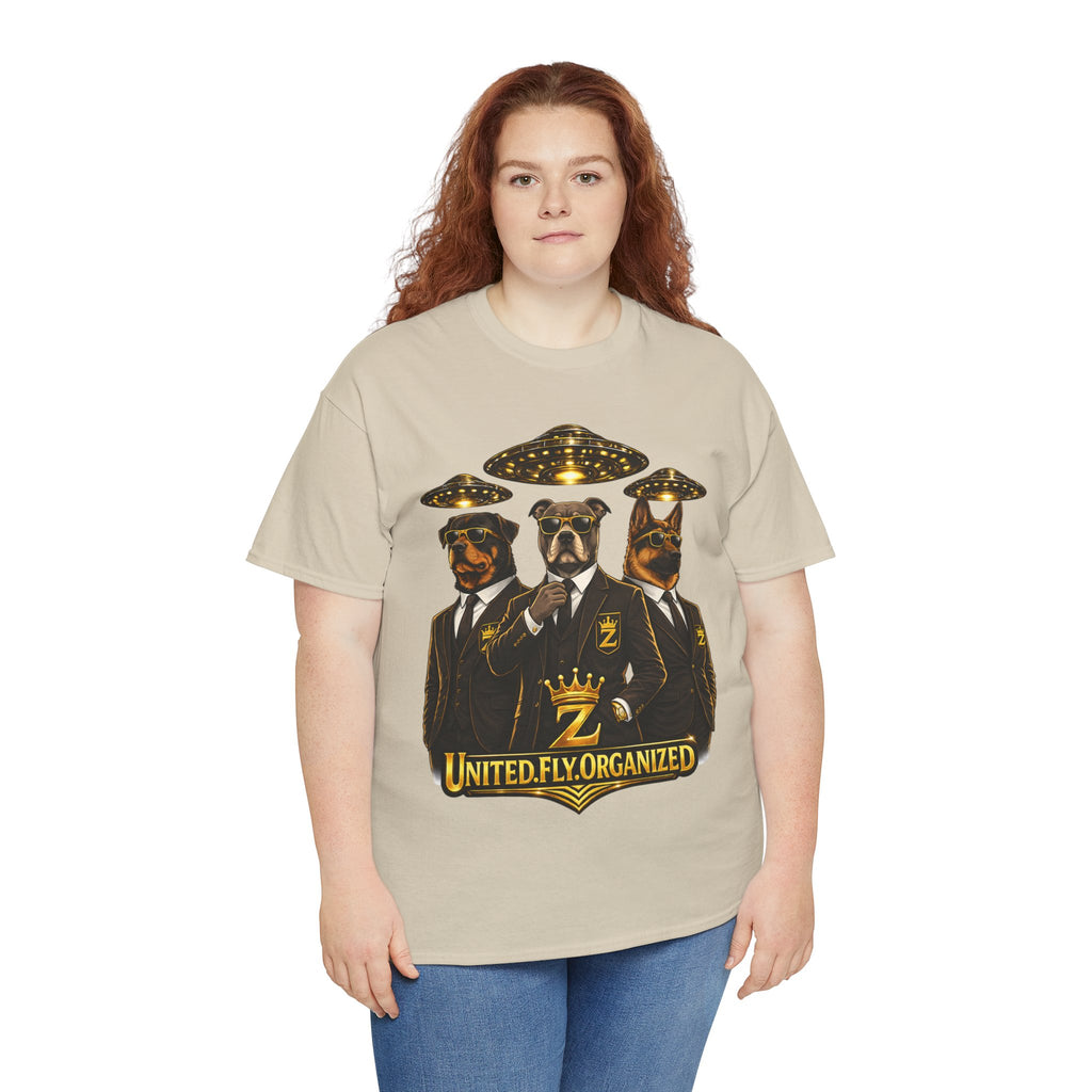 Adult "United. Fly. Organized." Graphic Tee (Gold) Printify