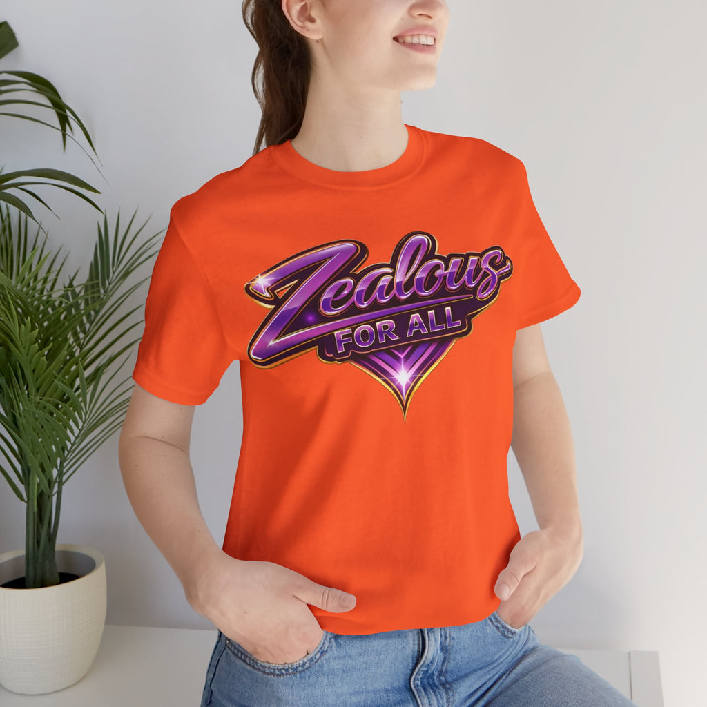 CUSTOM Zealous For All Graphic T-Shirt (Purple & Gold Trim Logo)