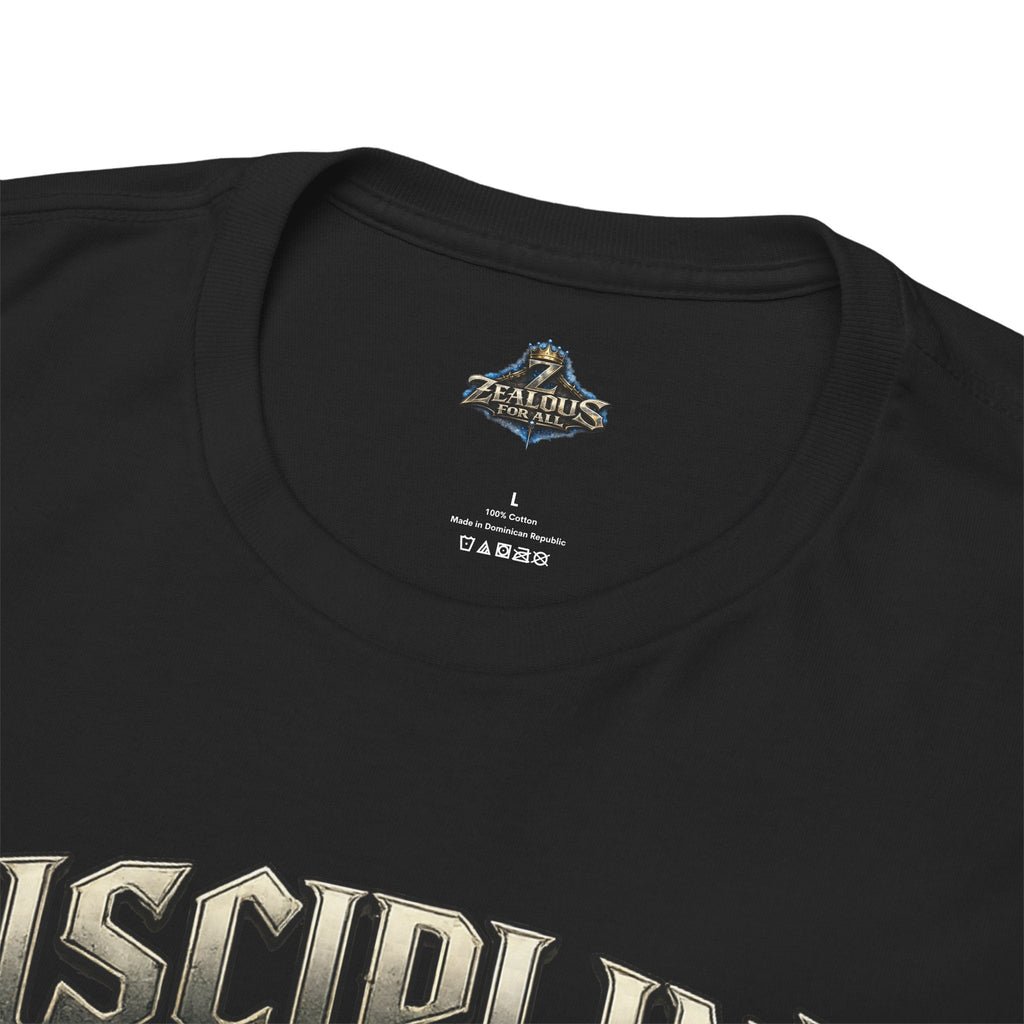 Discipline Over Emotions Graphic T-Shirt (Blue Heart) Printify