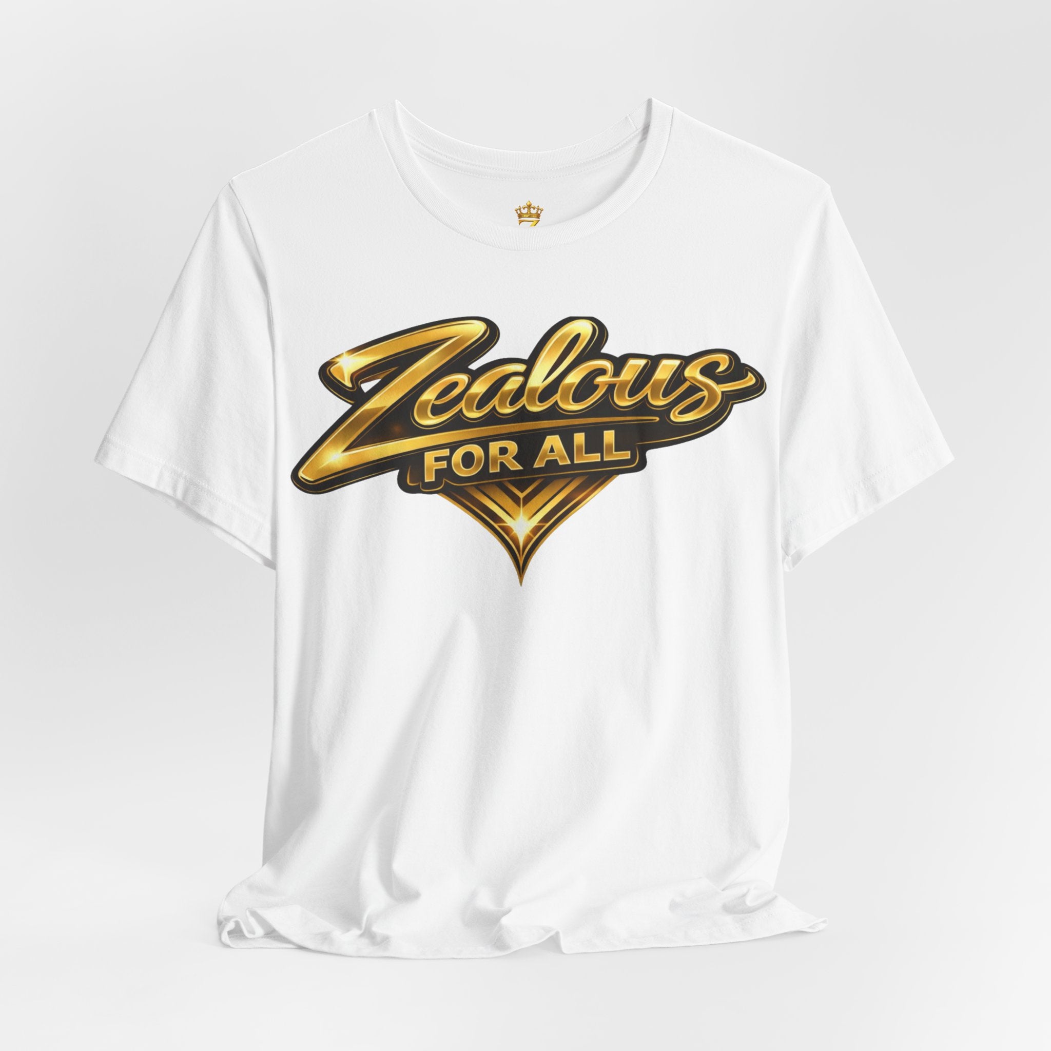 Zealous For All Graphic T-Shirt (Gold Logo) Printify
