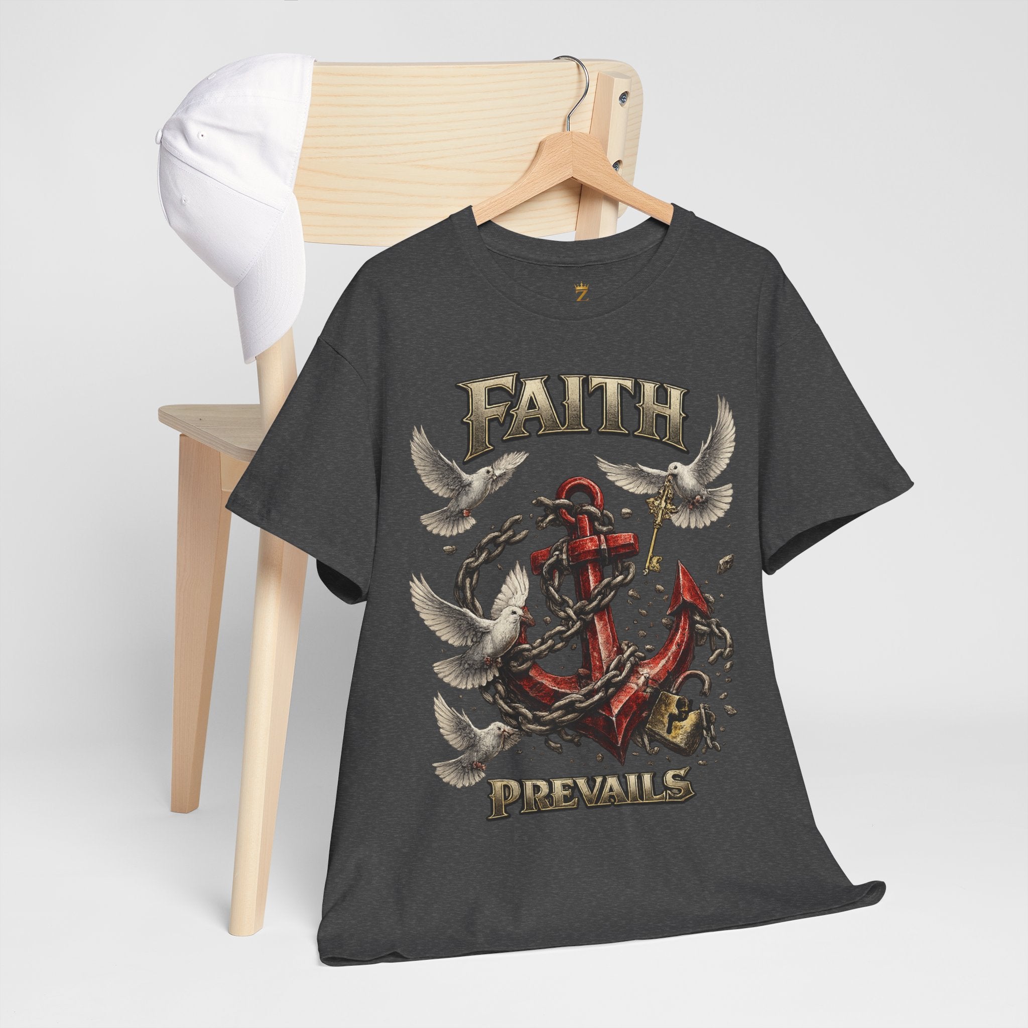 Adult Faith Prevails T‑Shirt (Red Anchor) Printify