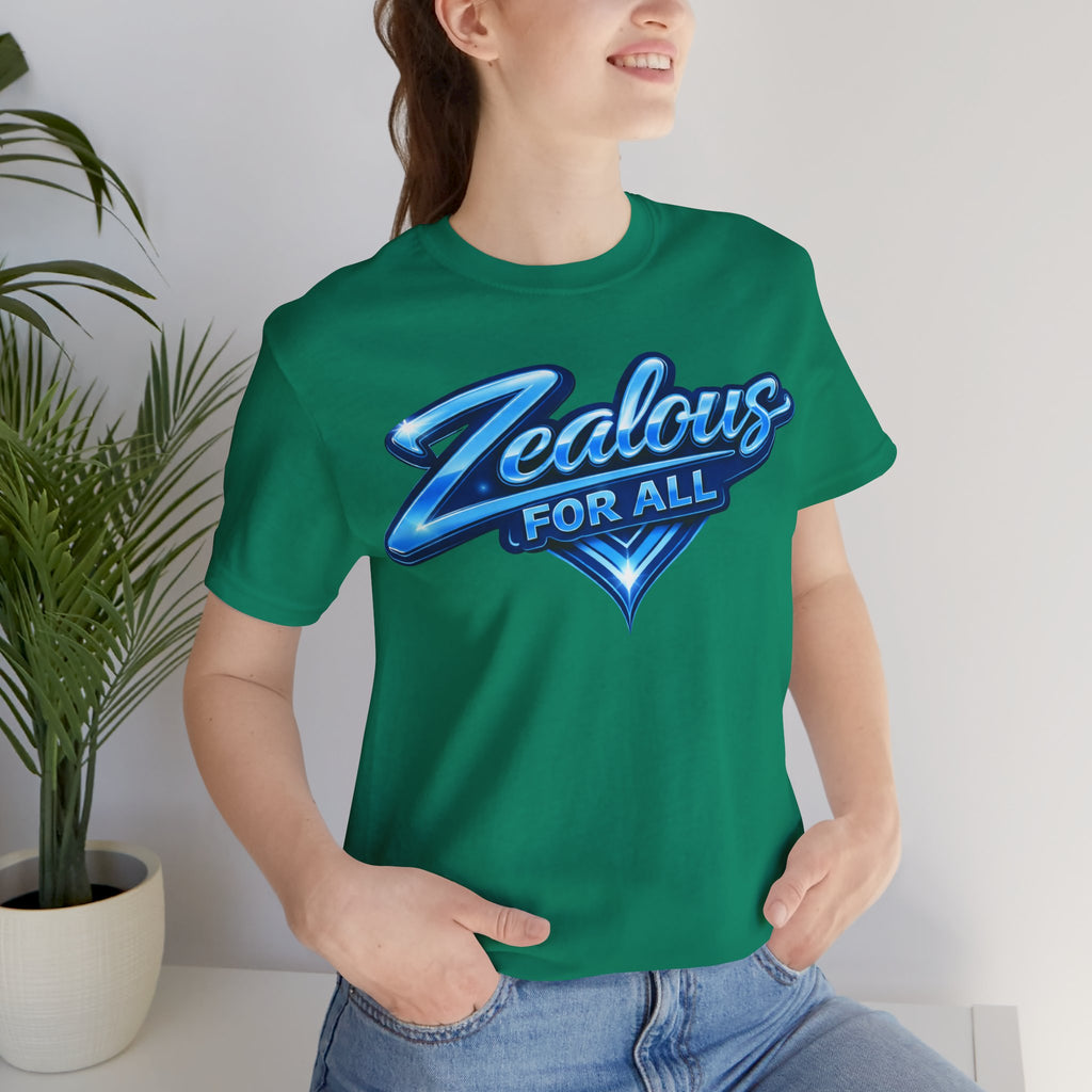 Zealous For All Graphic T-Shirt (Blue Logo) Printify