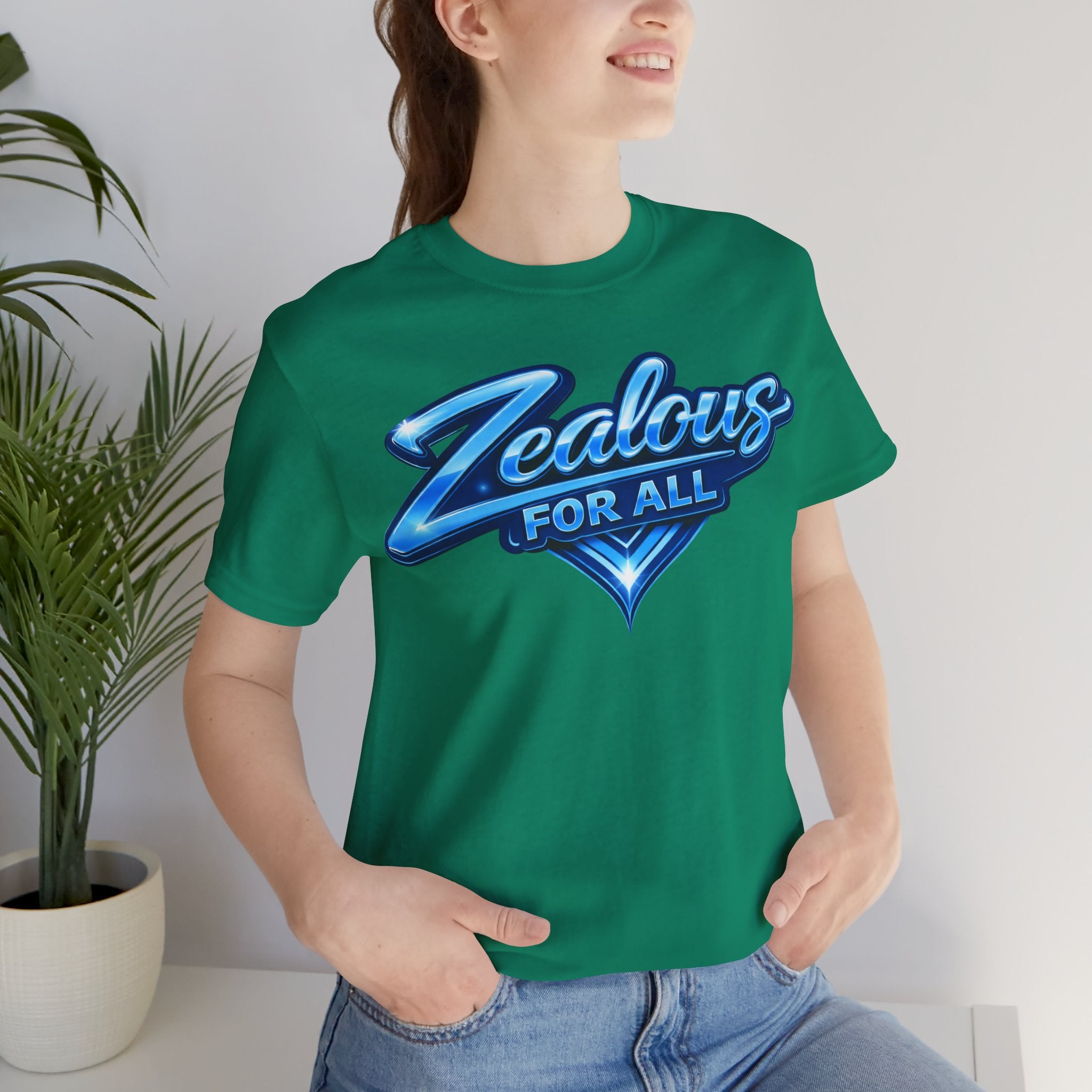 Zealous For All Graphic T-Shirt (Blue Logo) Printify
