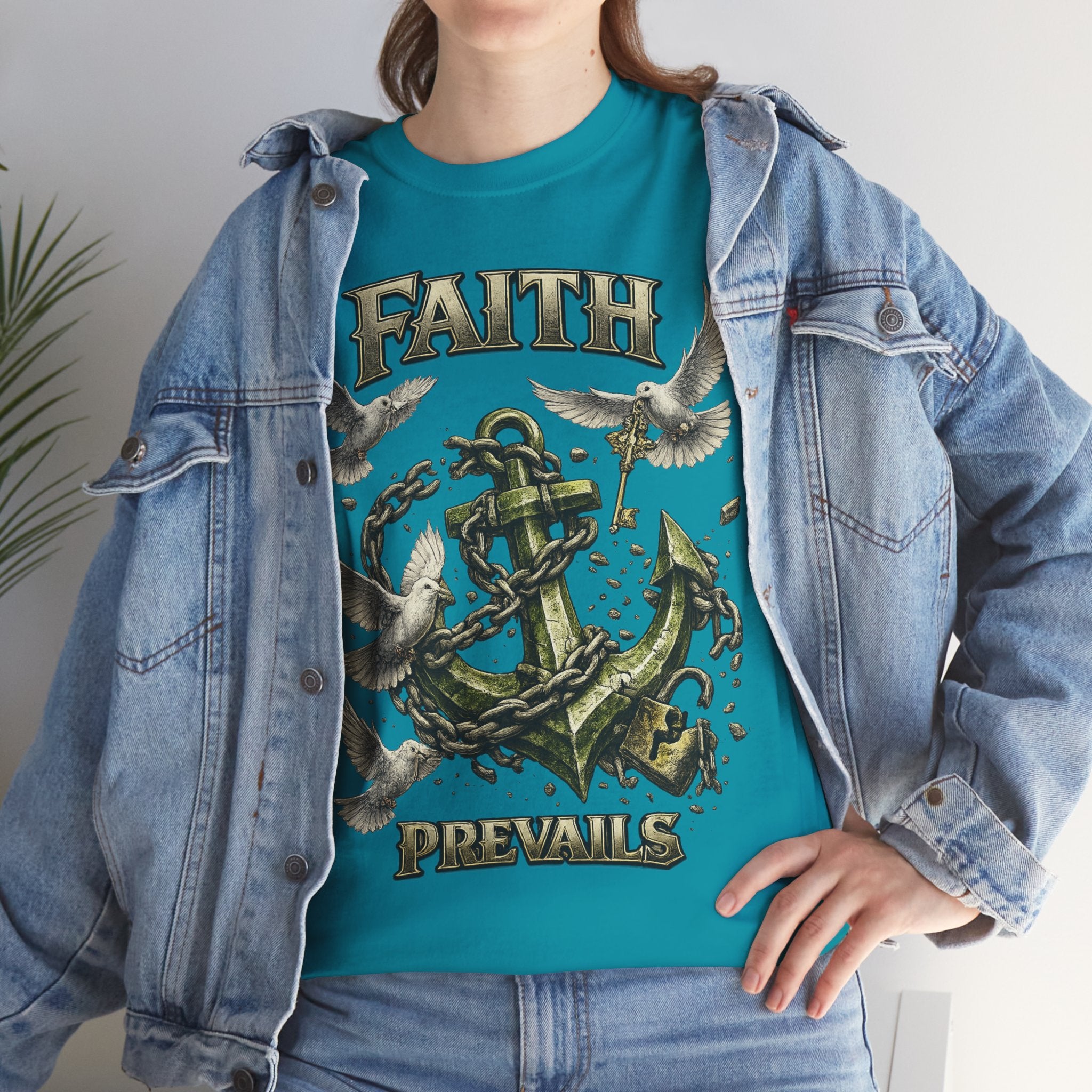 Adult Faith Prevails Anchor T-Shirt (Green Anchor) Printify