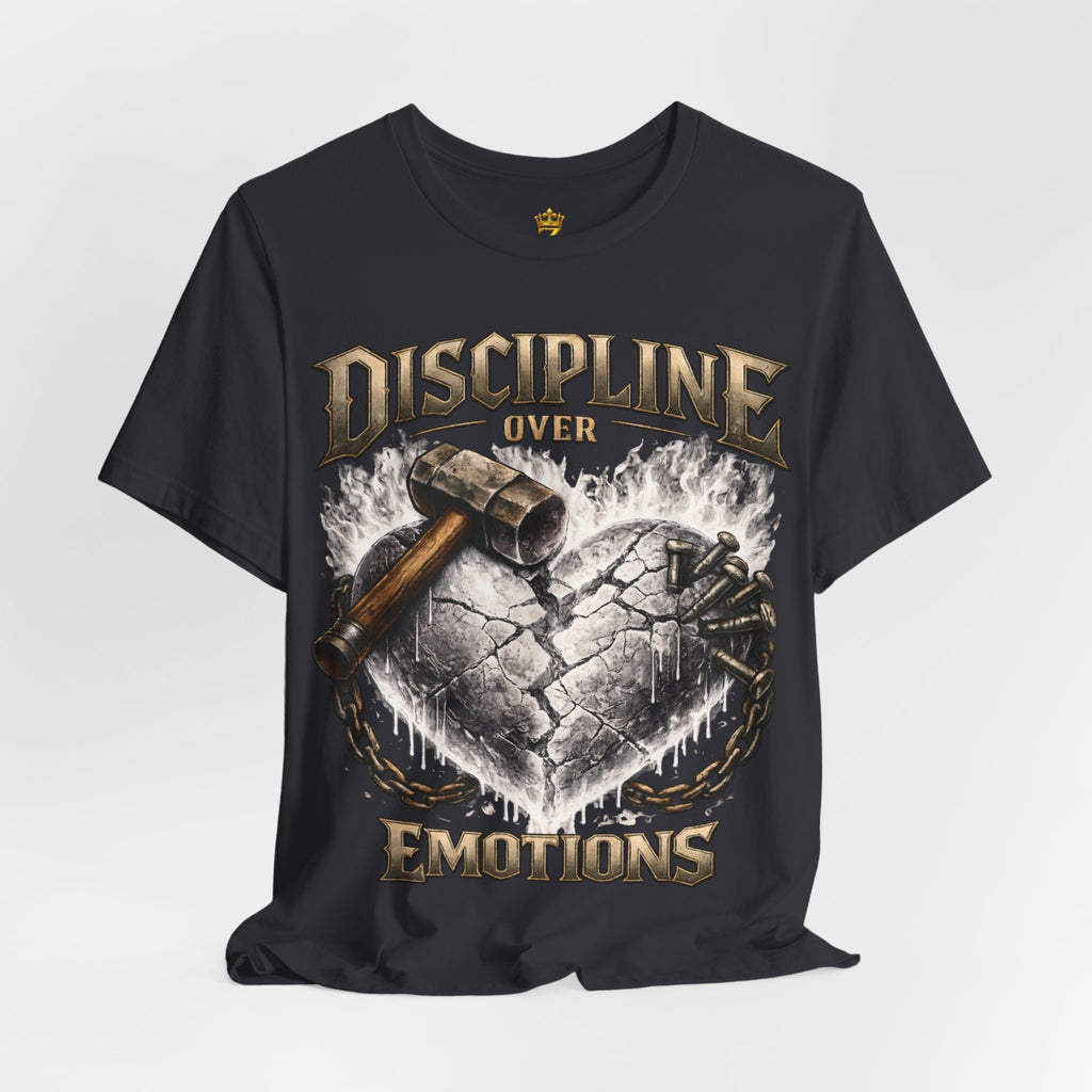 Discipline Over Emotions Premium Graphic T-Shirt (White Heart) Printify