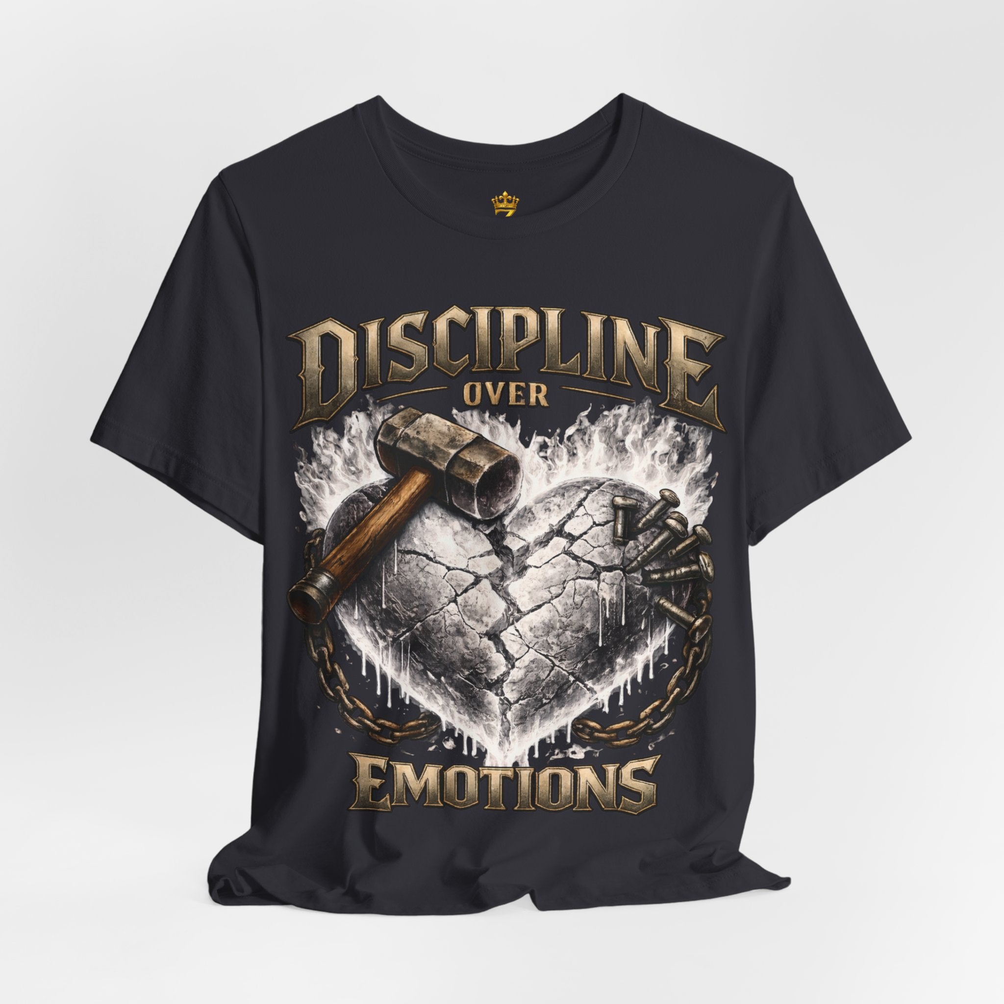 Discipline Over Emotions Premium Graphic T-Shirt (White Heart) Printify