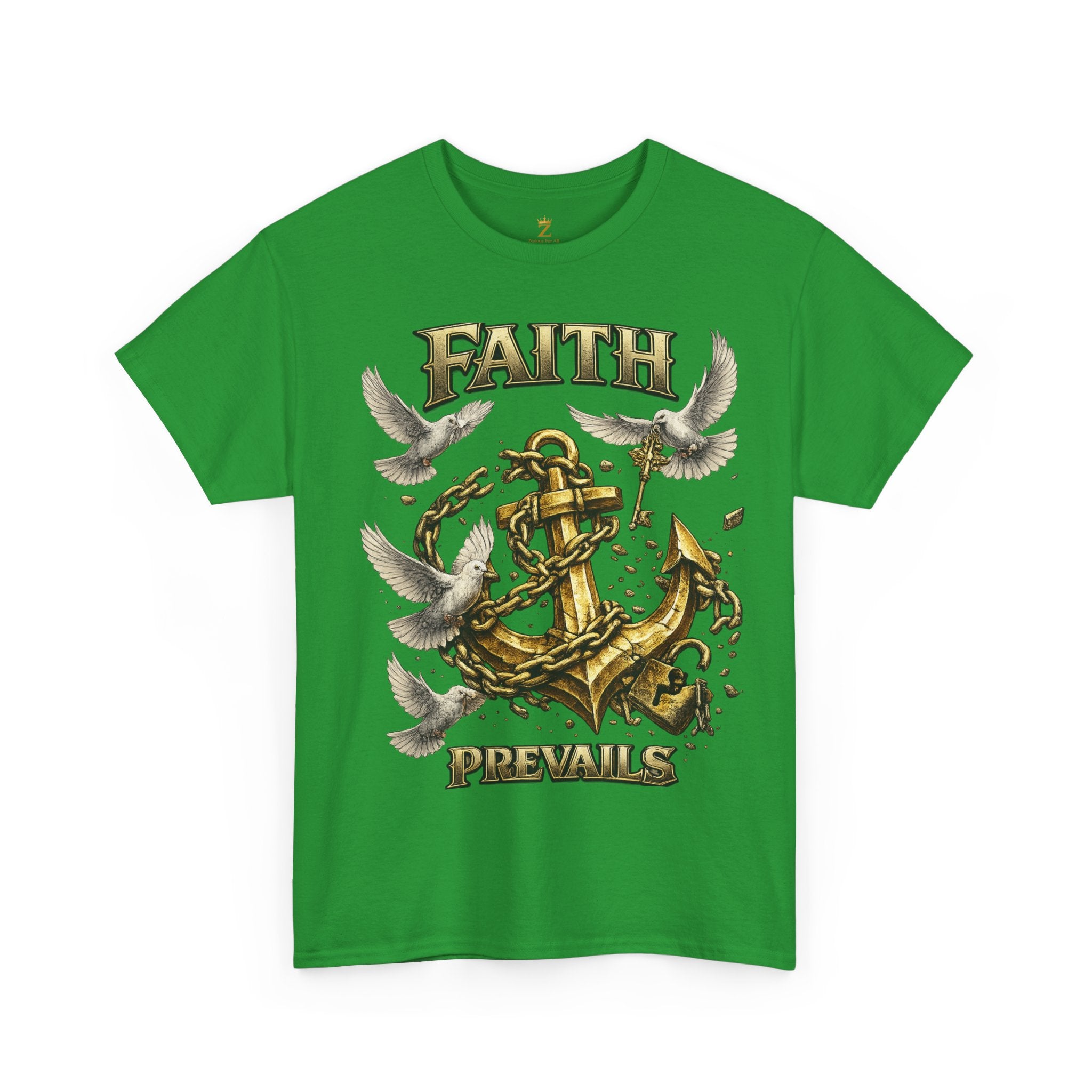 Adult Faith Prevails Anchor T-Shirt (Gold Anchor) Printify