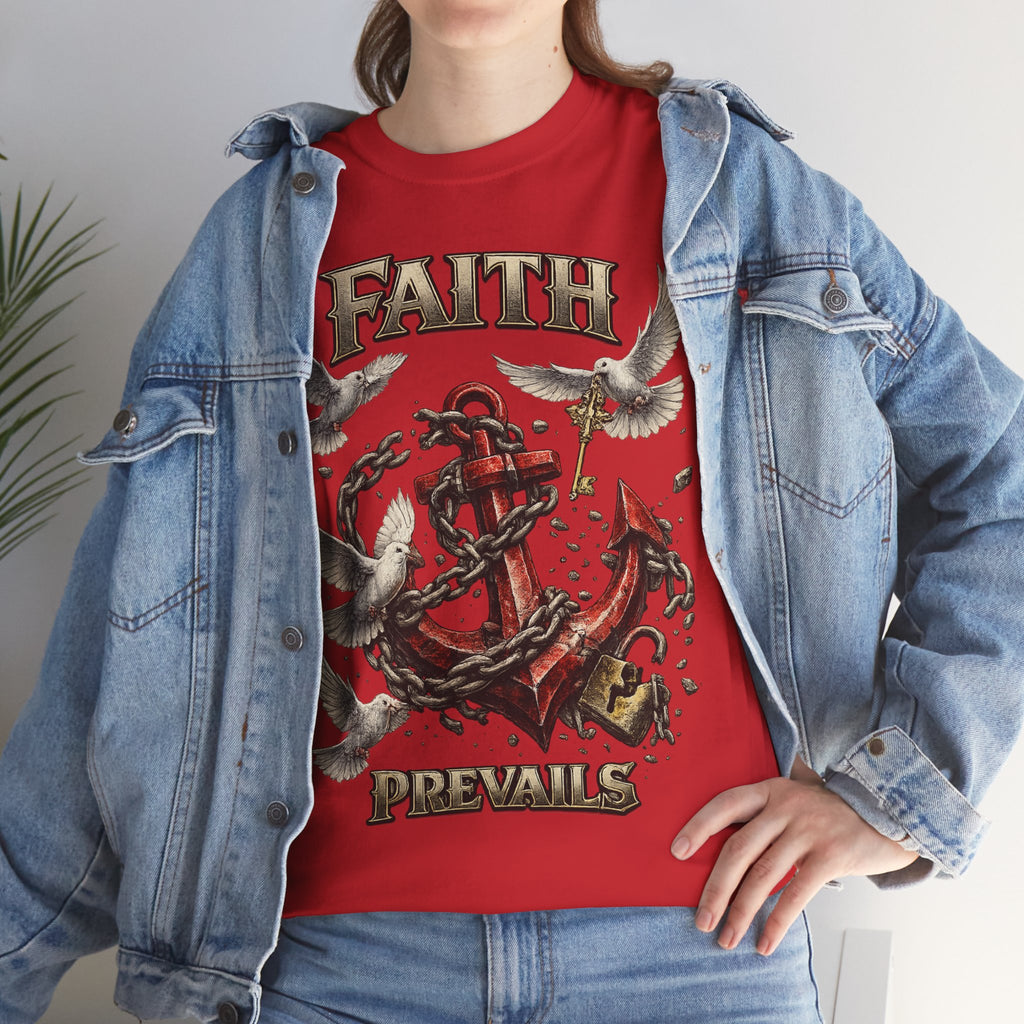Adult Faith Prevails T‑Shirt (Red Anchor) Printify