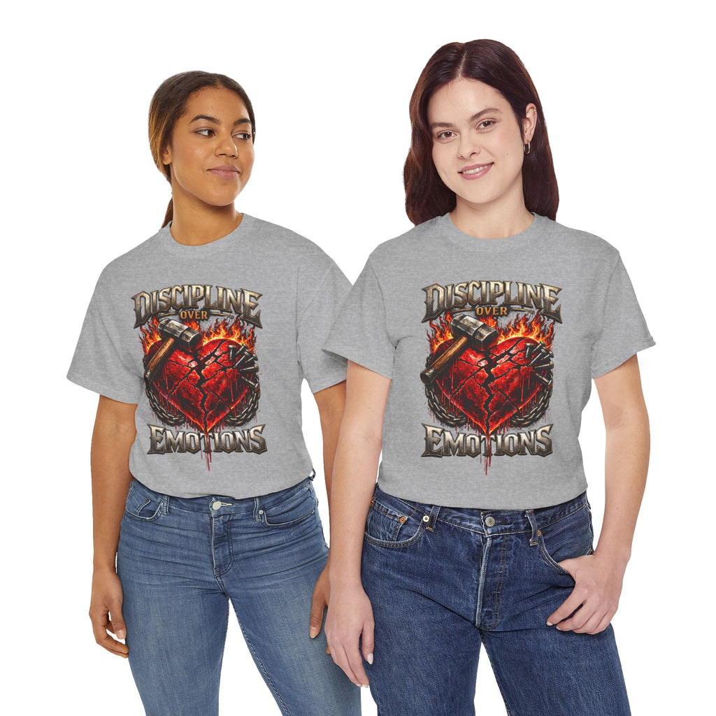 Discipline Over Emotions Graphic T-Shirt (Red Heart) Printify