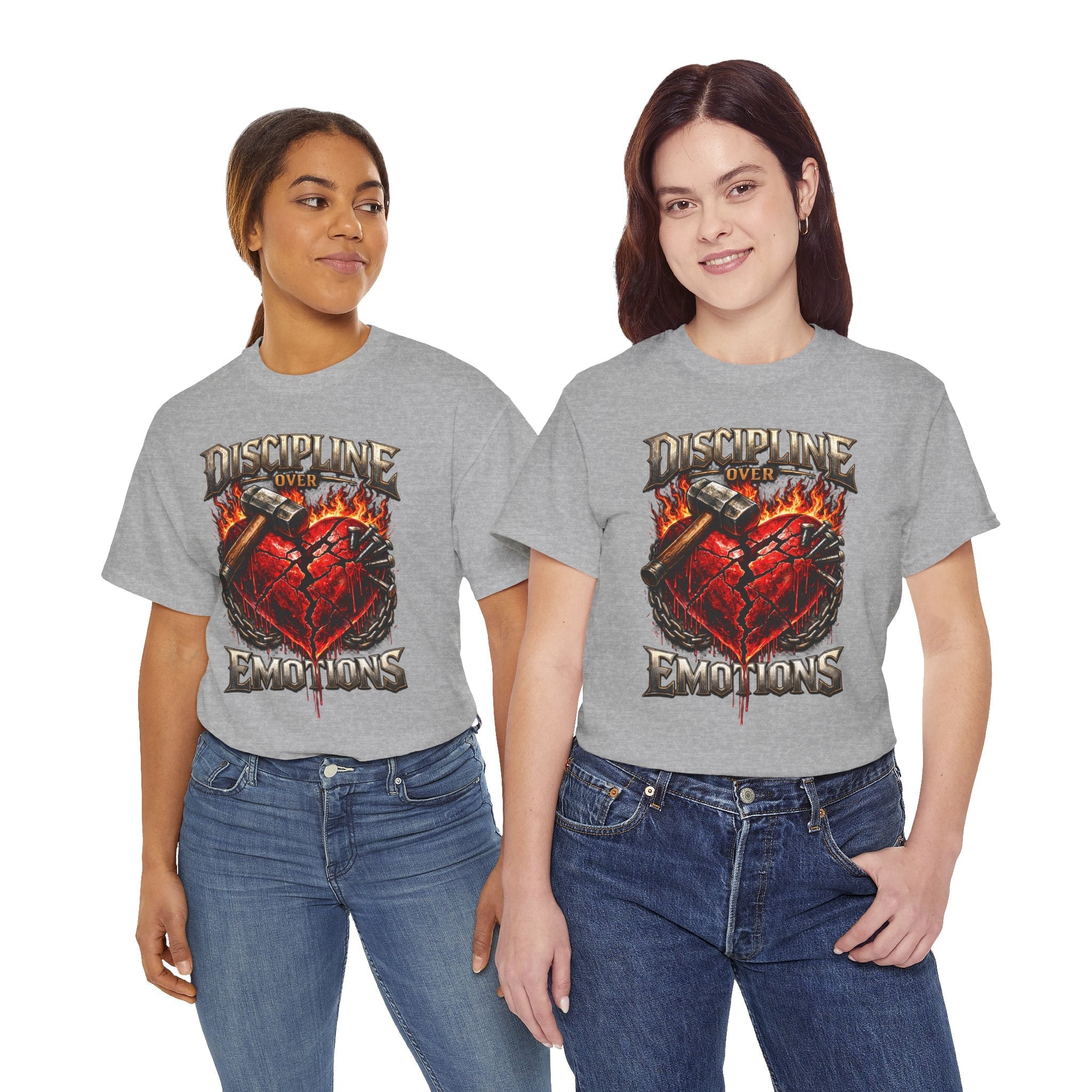Discipline Over Emotions Graphic T-Shirt (Red Heart) Printify