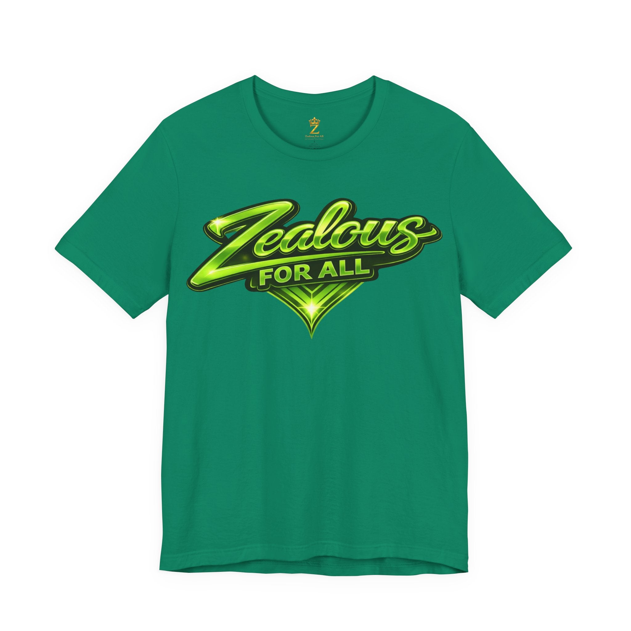 Zealous For All Graphic T-Shirt (Lime Green Logo) Printify