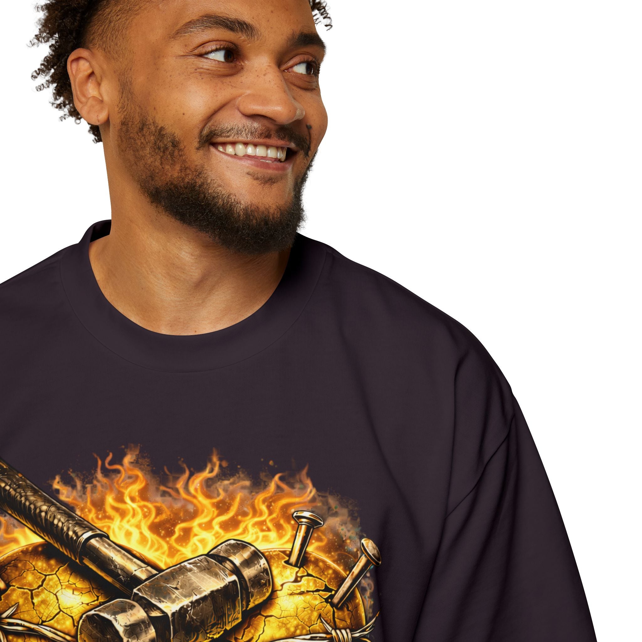 Oversized Discipline Over Emotions Graphic Tee (Gold Heart) Printify