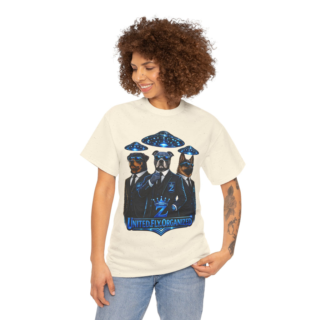 Adult "United. Fly. Organized." Graphic Tee (Blue) Printify
