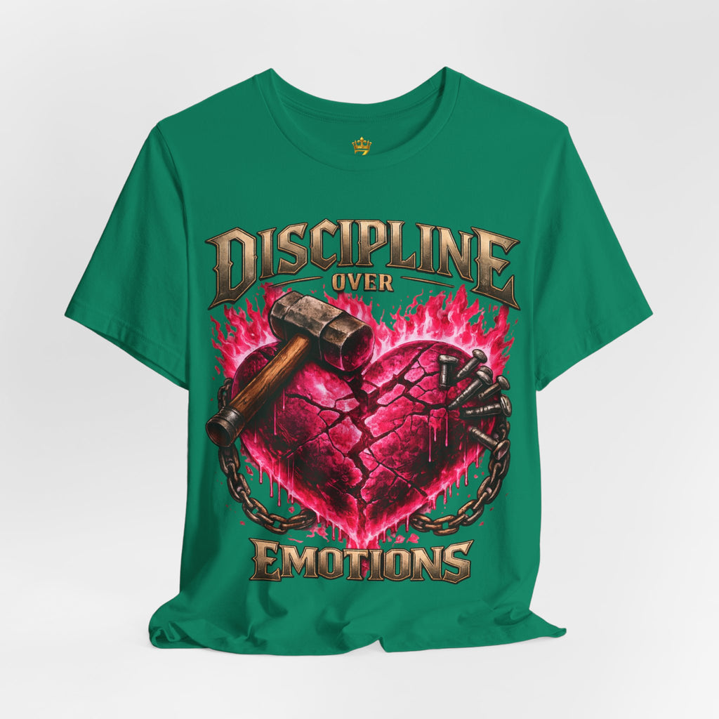 Discipline Over Emotions Premium Graphic T-Shirt (Hot Pink Heart) Printify