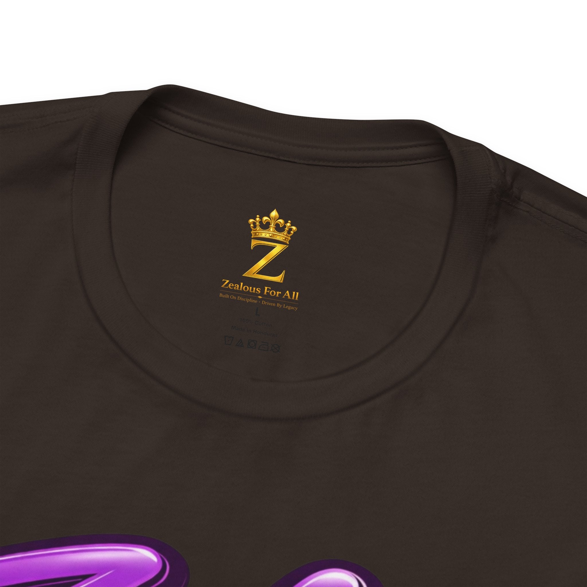 Zealous For All Graphic T-Shirt (Purple Logo) Printify