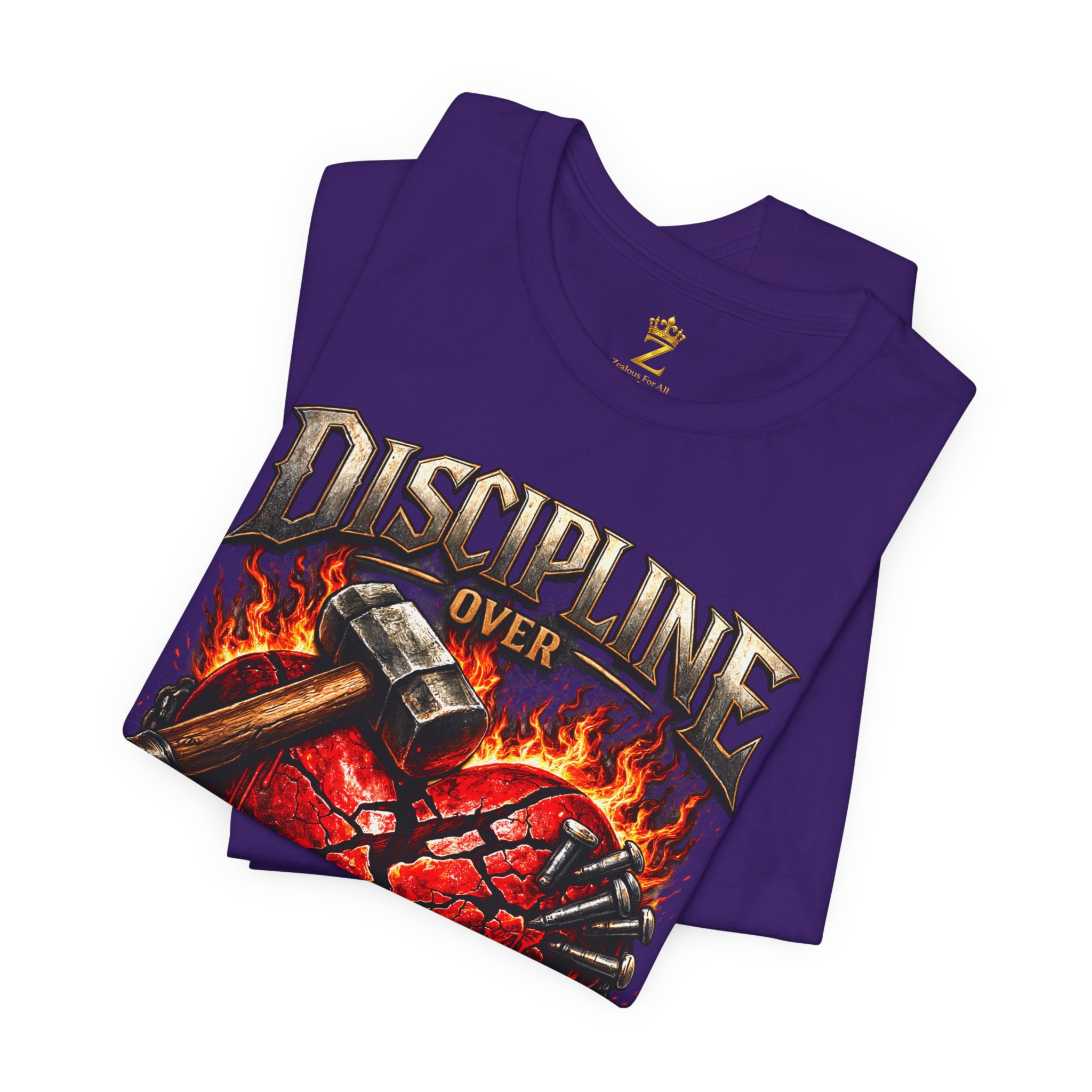Discipline Over Emotions Premium Graphic T-Shirt (Red Heart) Printify