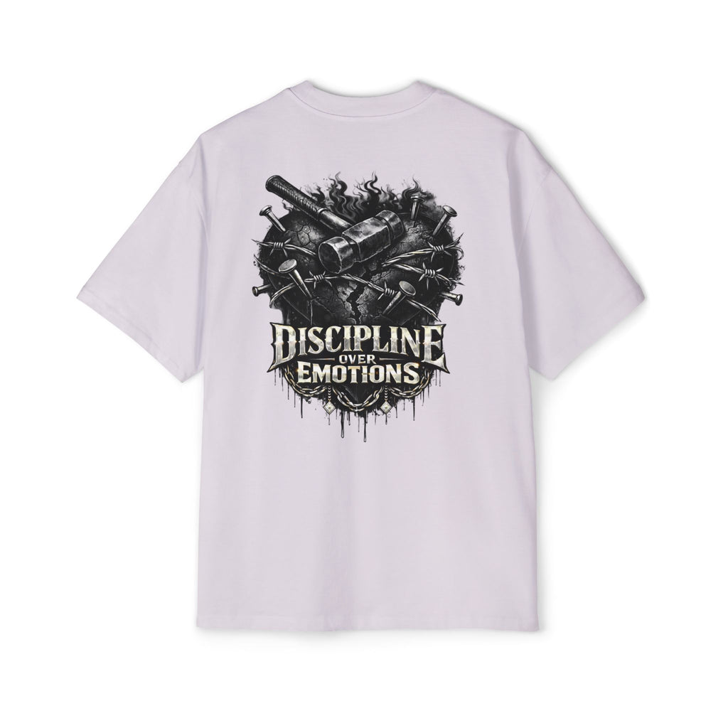 Oversized Discipline Over Emotions (Back) Graphic Tee (Black Heart) Printify