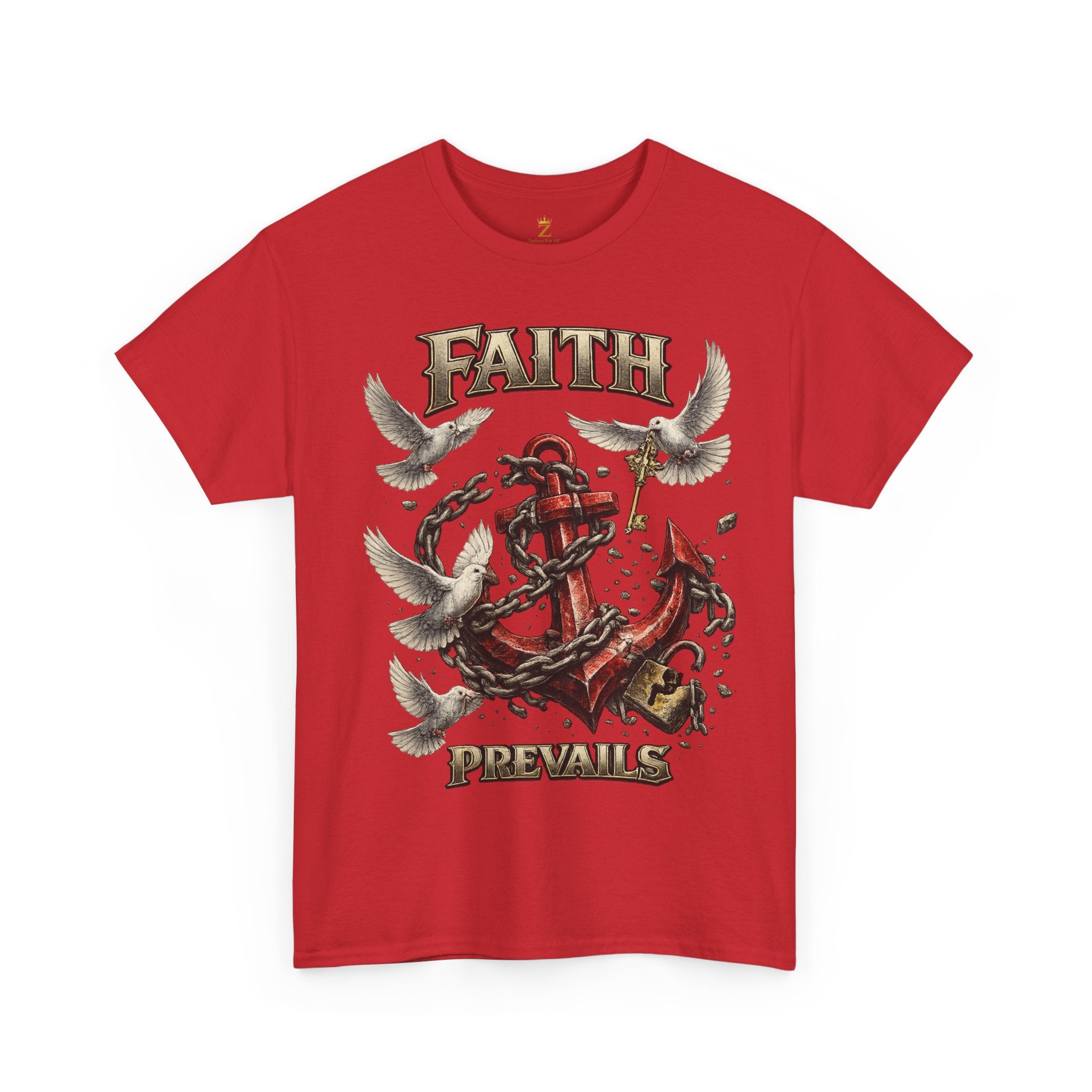 Adult Faith Prevails T‑Shirt (Red Anchor) Printify