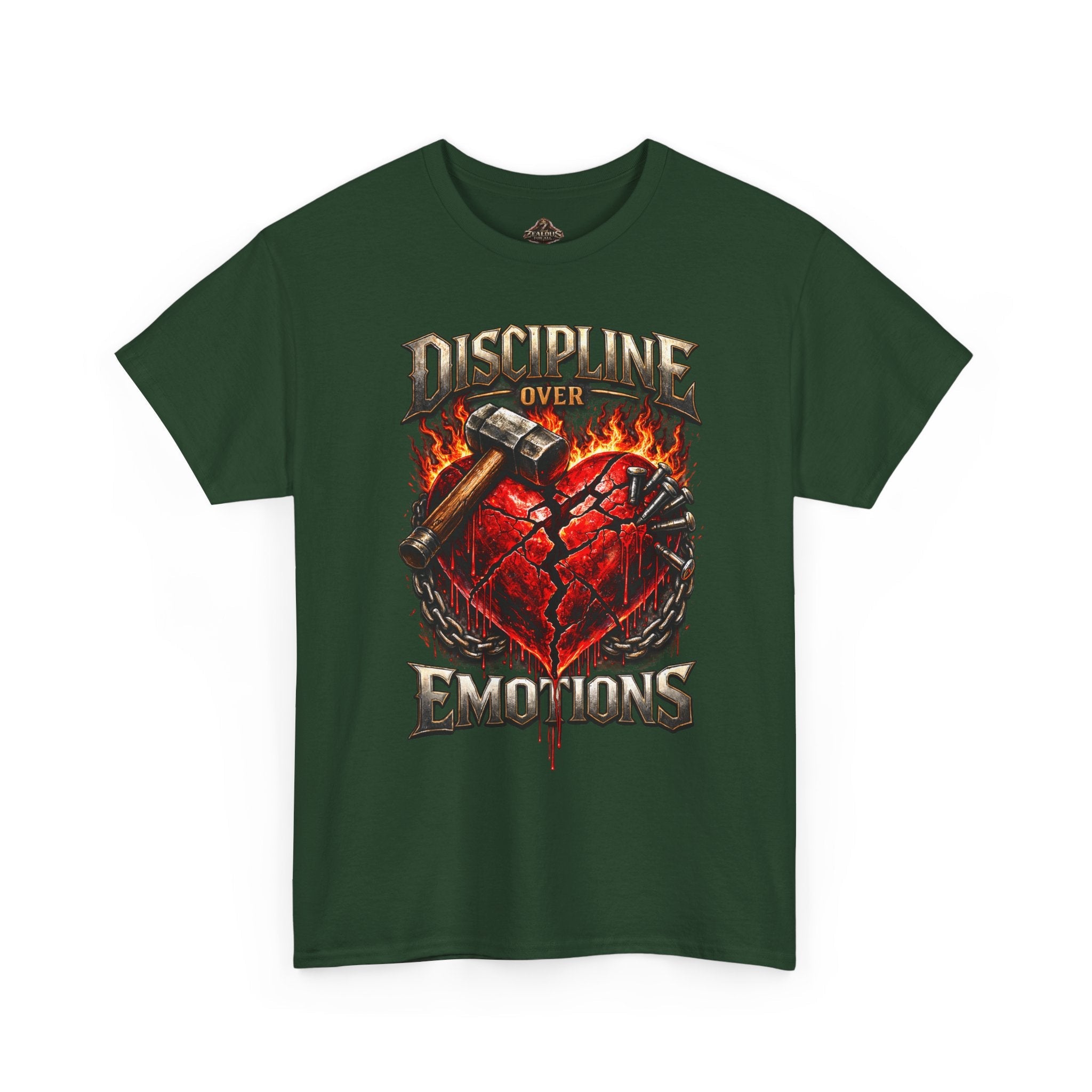Discipline Over Emotions Graphic T-Shirt (Red Heart) Printify