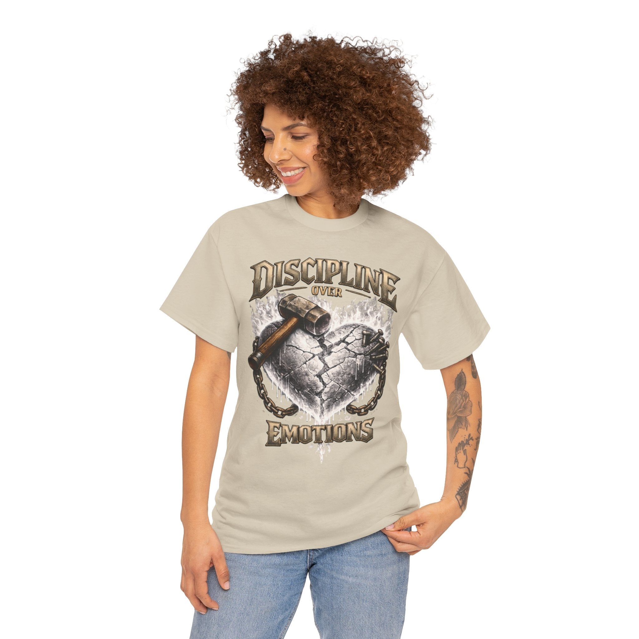 Adult Discipline Over Emotions Graphic T-Shirt (White Heart)