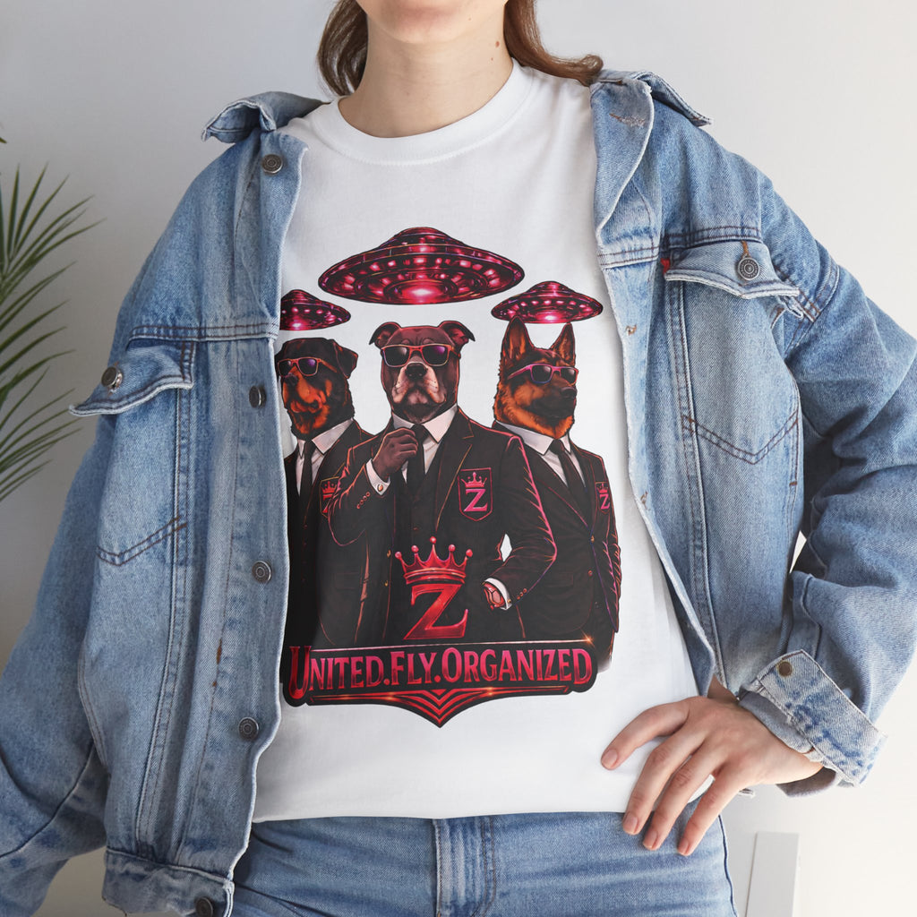 Adult "United. Fly. Organized." Graphic Tee (Hot Pink) Printify