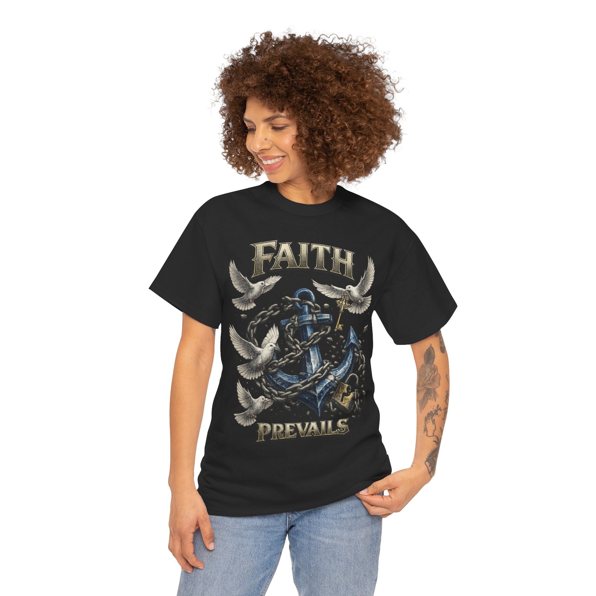 Adult Faith Prevails T‑Shirt (Blue Anchor) Printify