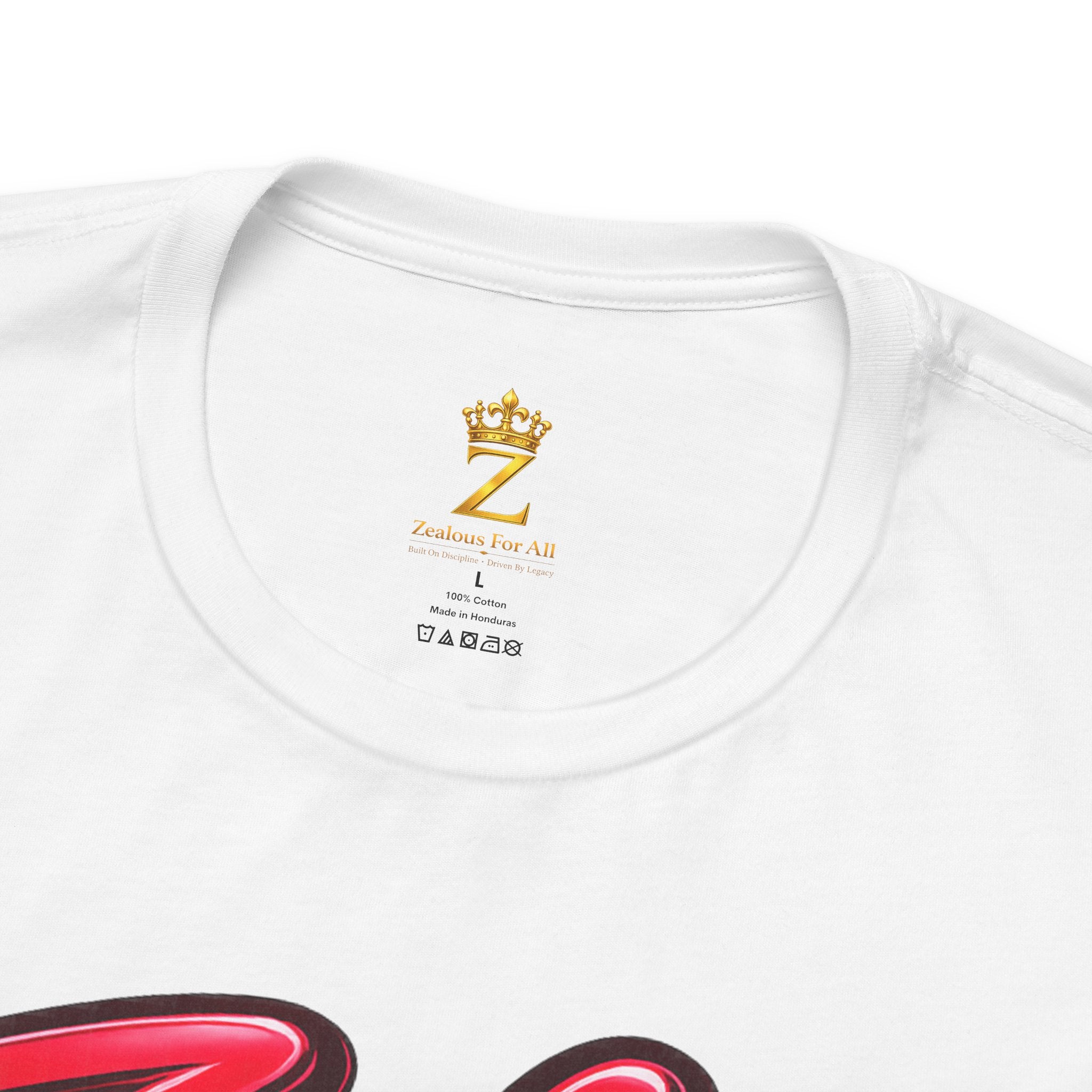 Zealous For All Graphic T-Shirt (Red Logo) Printify