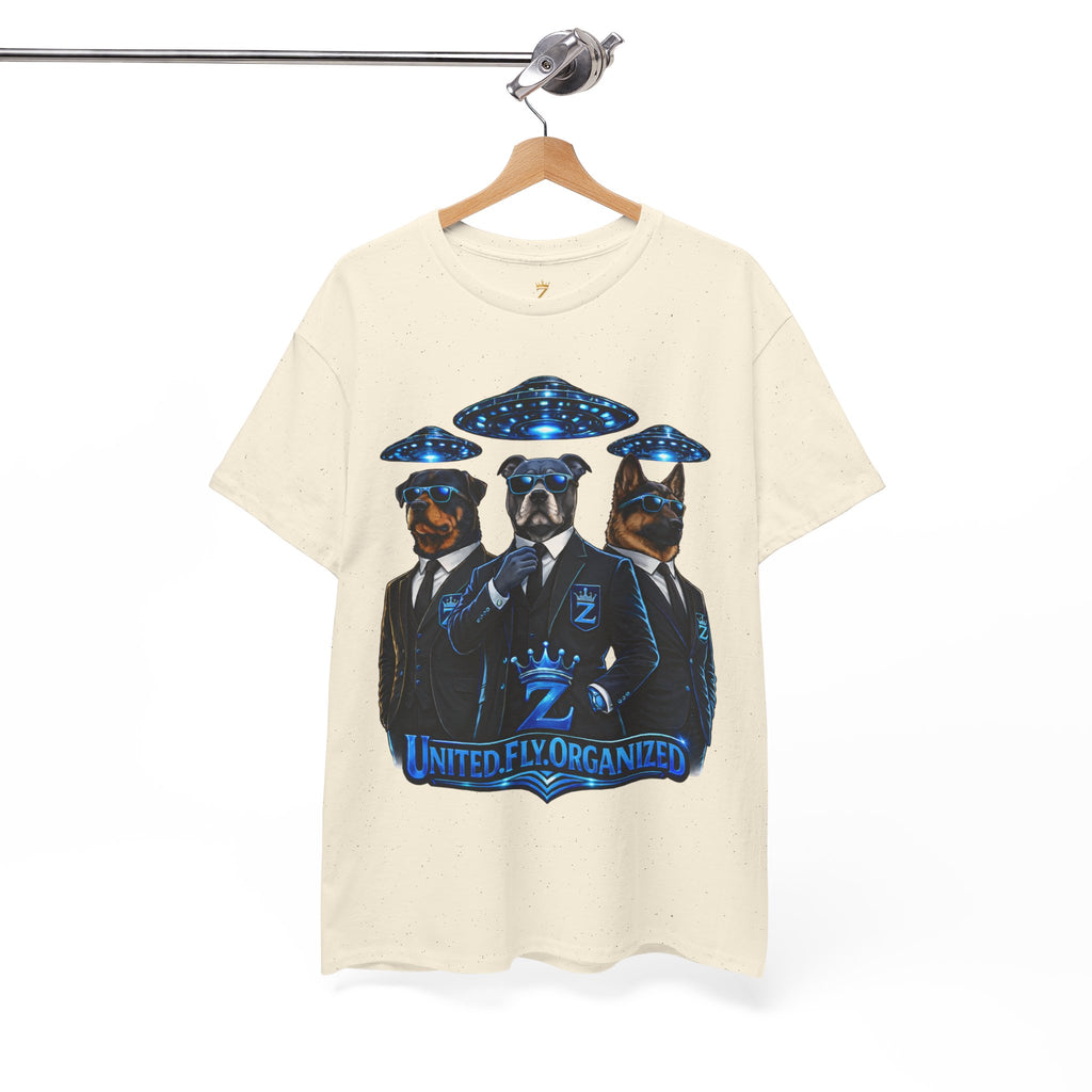 Adult "United. Fly. Organized." Graphic Tee (Blue) Printify
