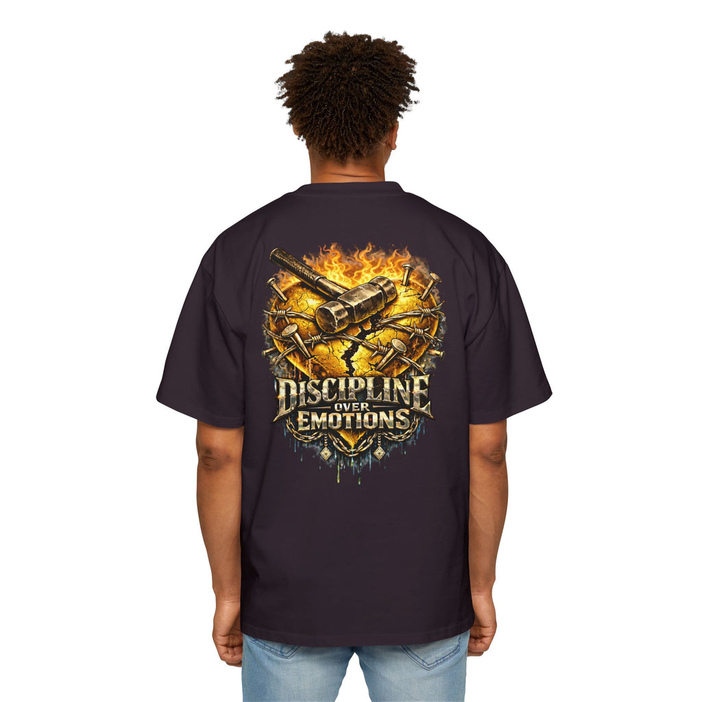 Oversized Discipline Over Emotions (Back) Graphic Tee (Gold Heart)