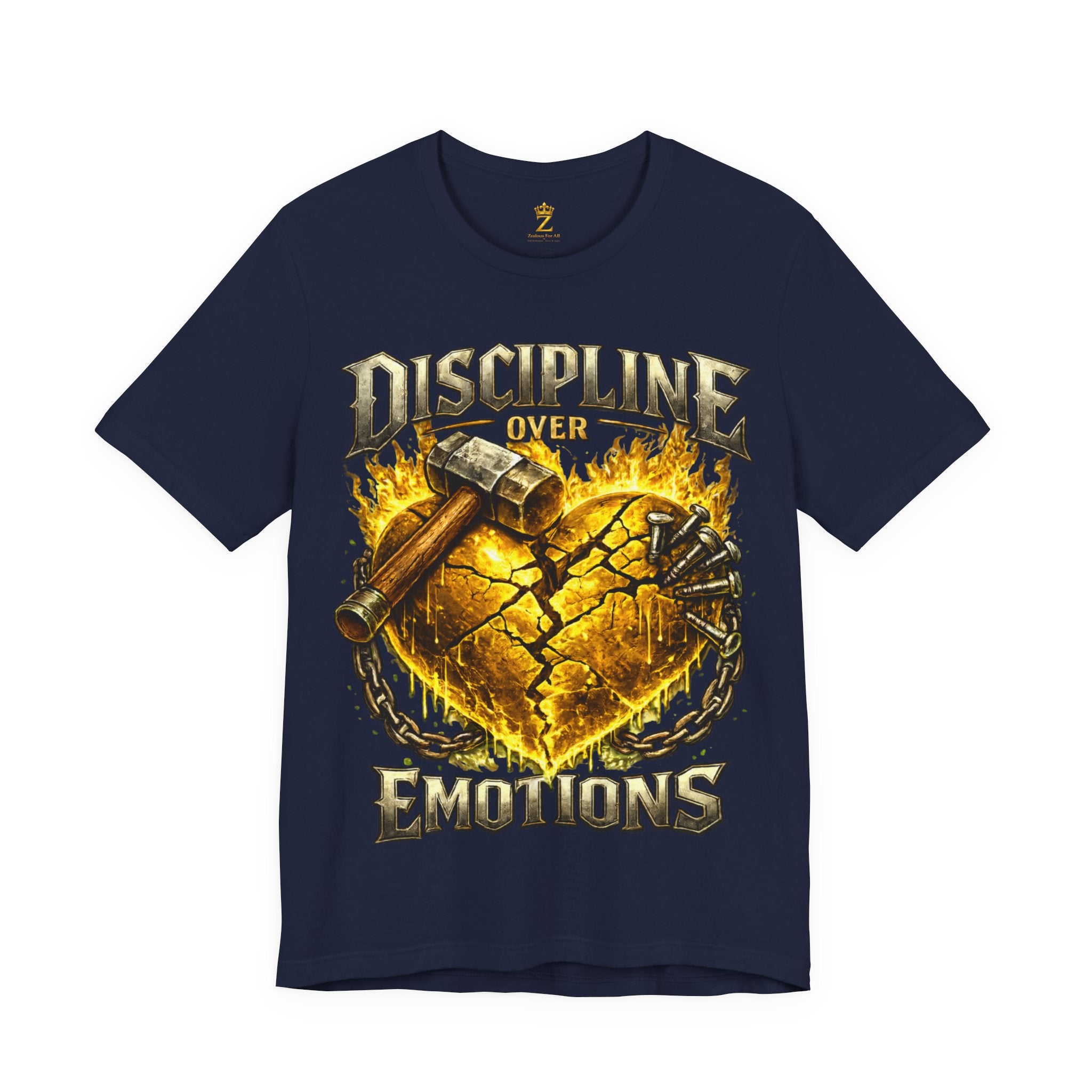 Discipline Over Emotions Premium Graphic T-Shirt (Gold Heart) Printify
