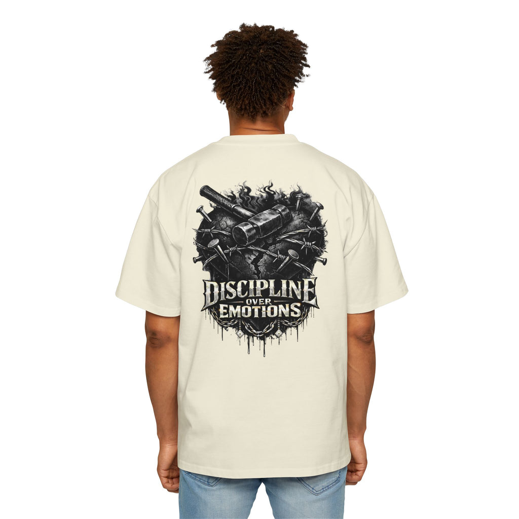 Oversized Discipline Over Emotions (Back) Graphic Tee (Black Heart) Printify