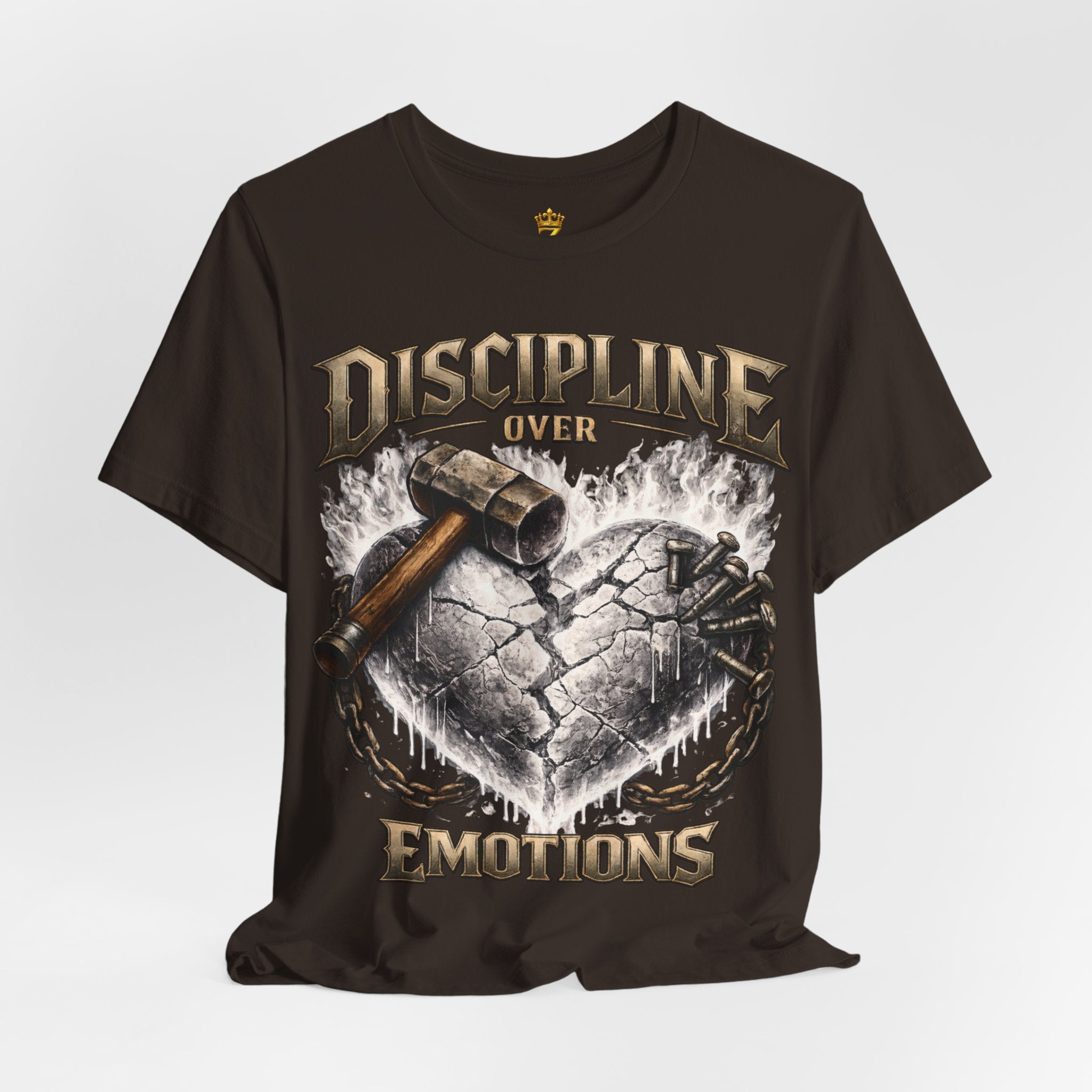 Discipline Over Emotions Premium Graphic T-Shirt (White Heart) Printify