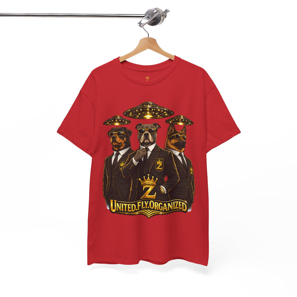 Adult "United. Fly. Organized." Graphic Tee (Gold) Printify