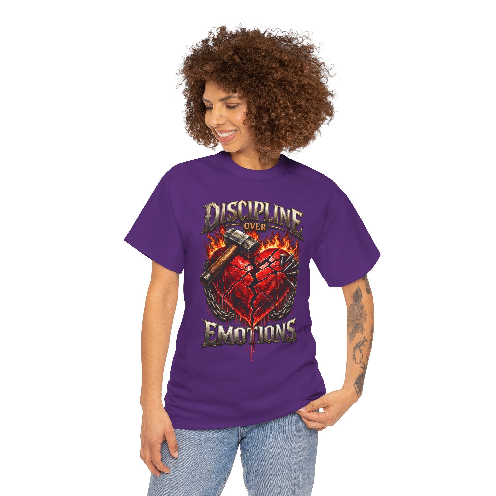 Discipline Over Emotions Graphic T-Shirt (Red Heart) Printify