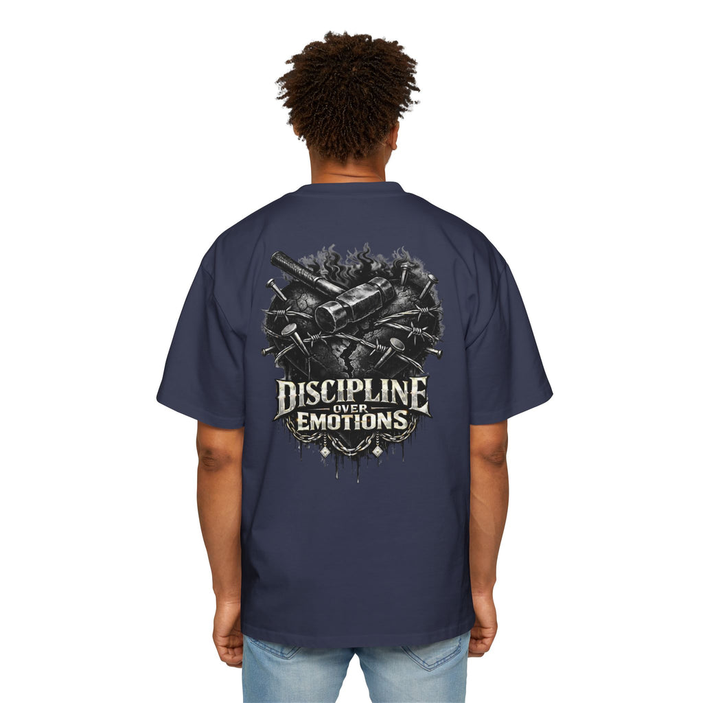 Oversized Discipline Over Emotions (Back) Graphic Tee (Black Heart) Printify